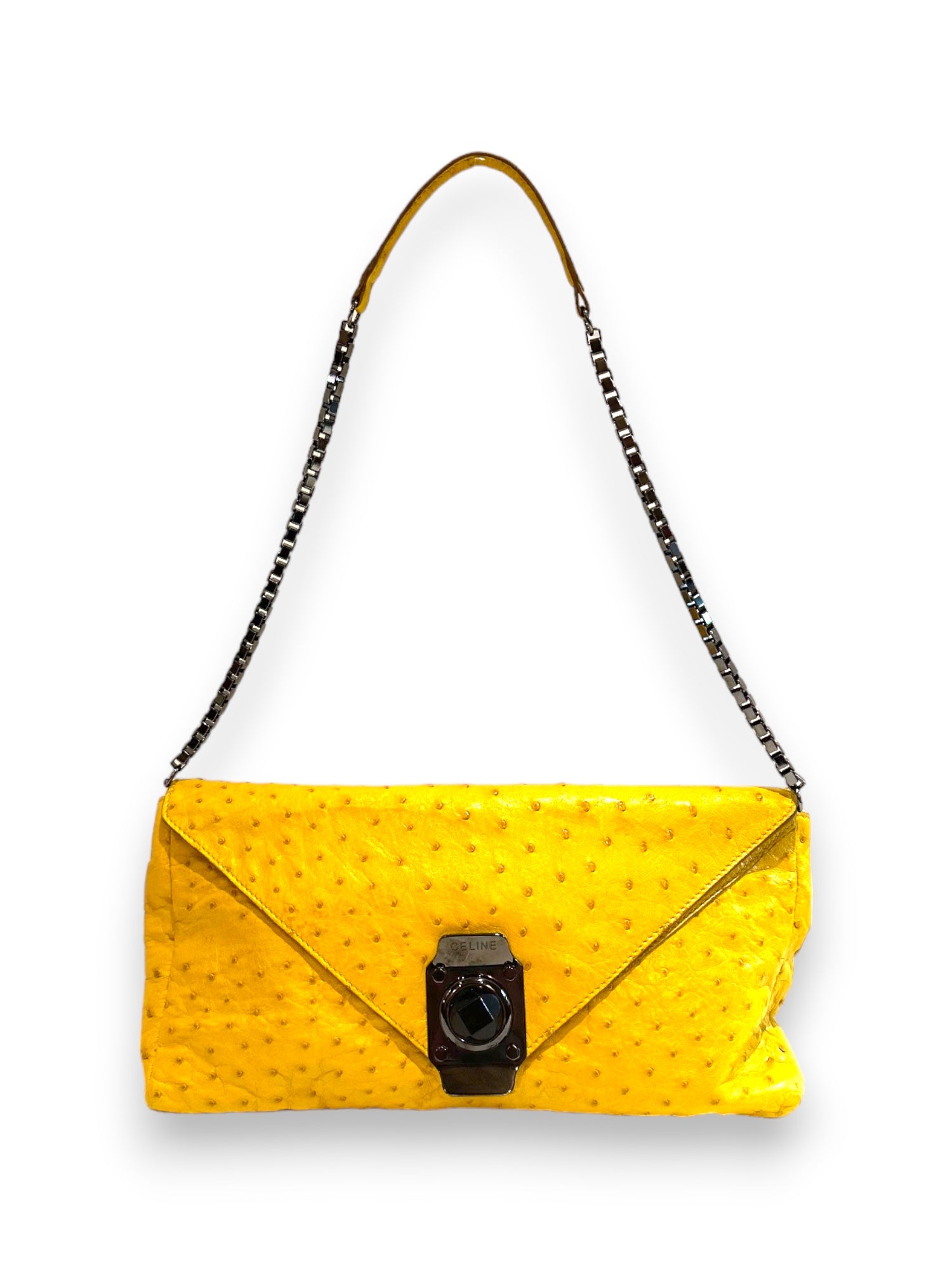 Ostrich leather envelope bag