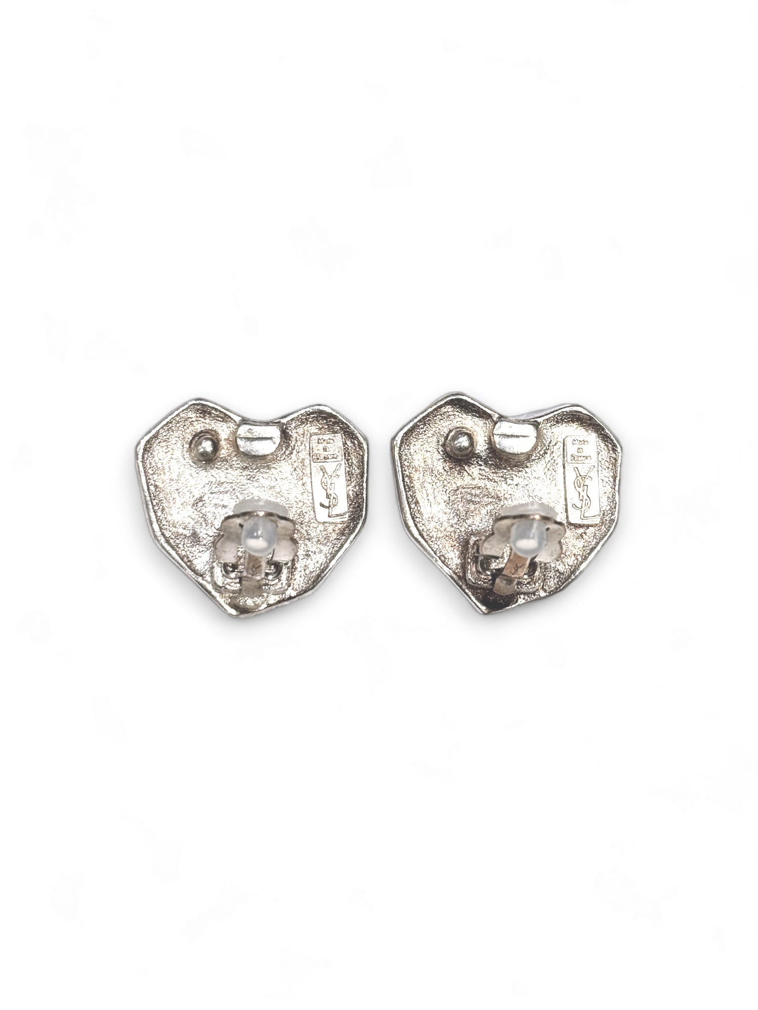 Vintage embossed heart clip earrings