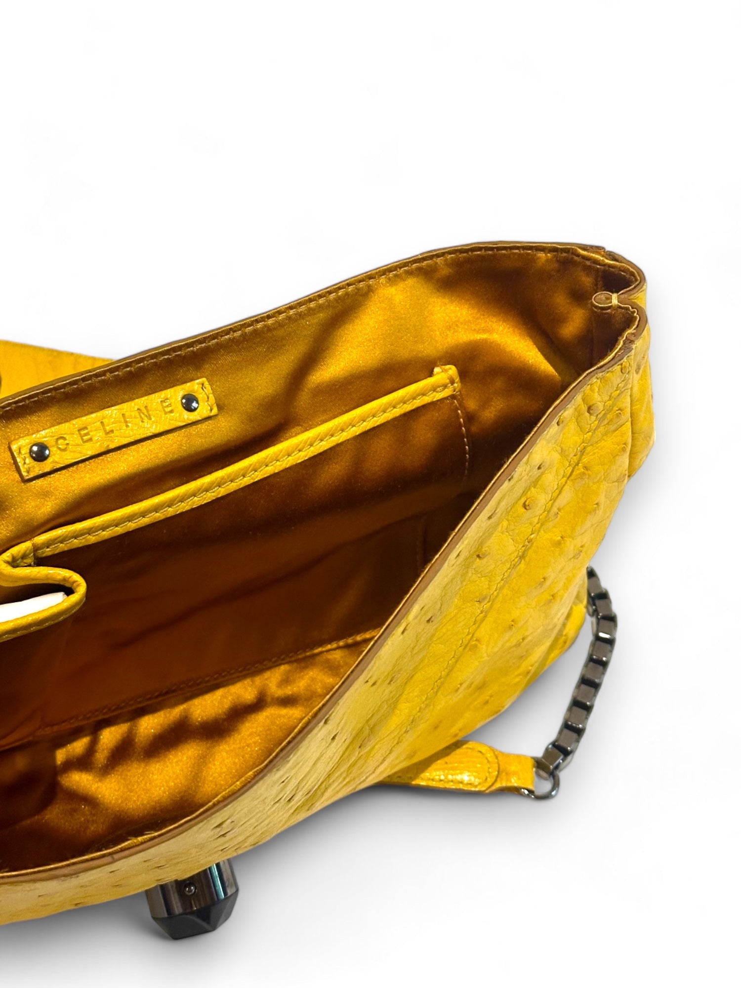 Ostrich leather envelope bag