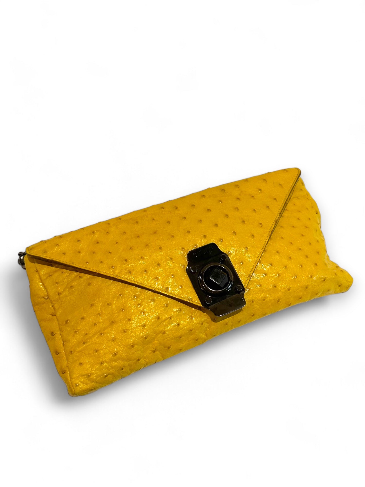 Ostrich leather envelope bag