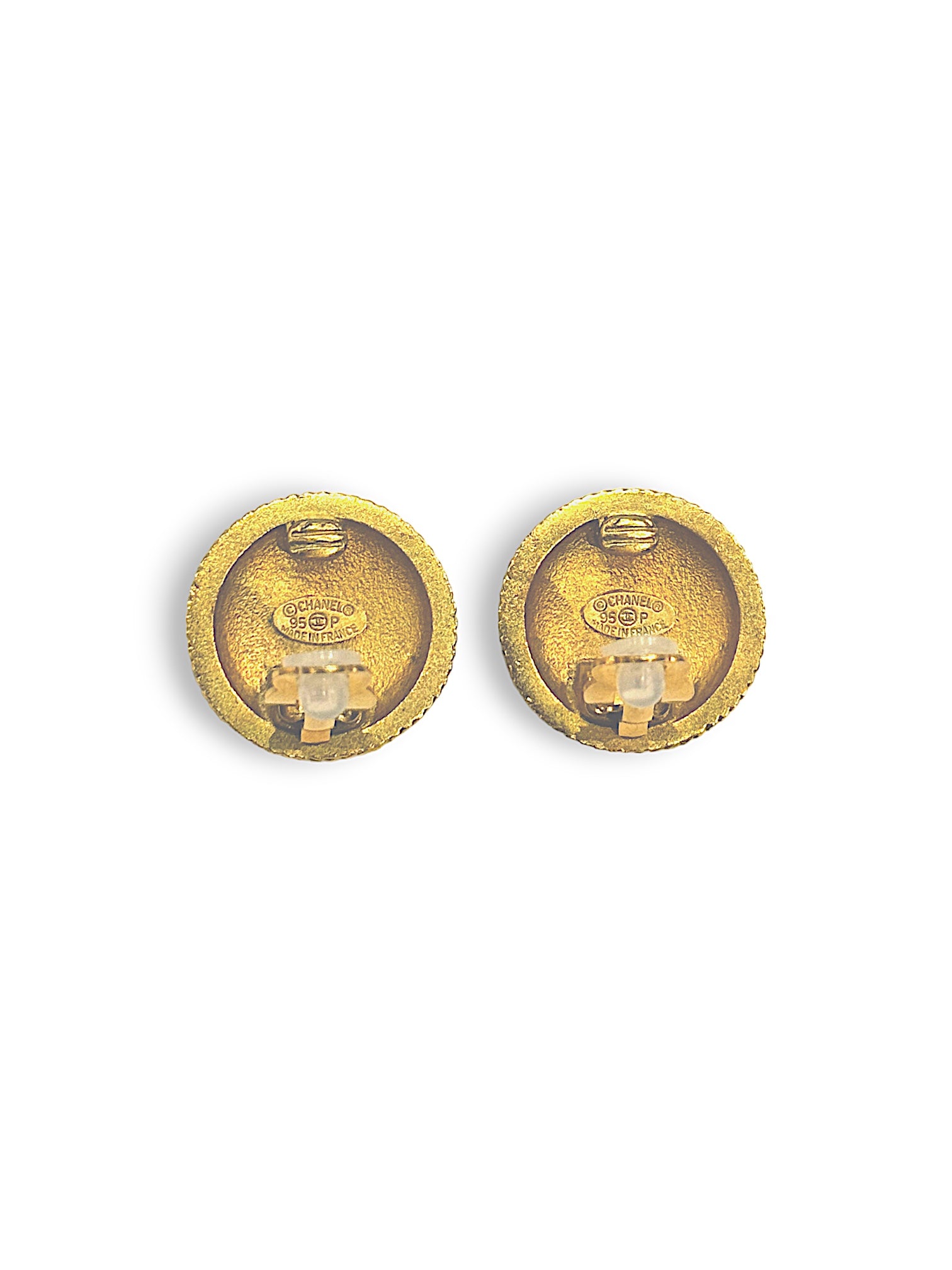 Vintage chainlink 'CC' clip earrings