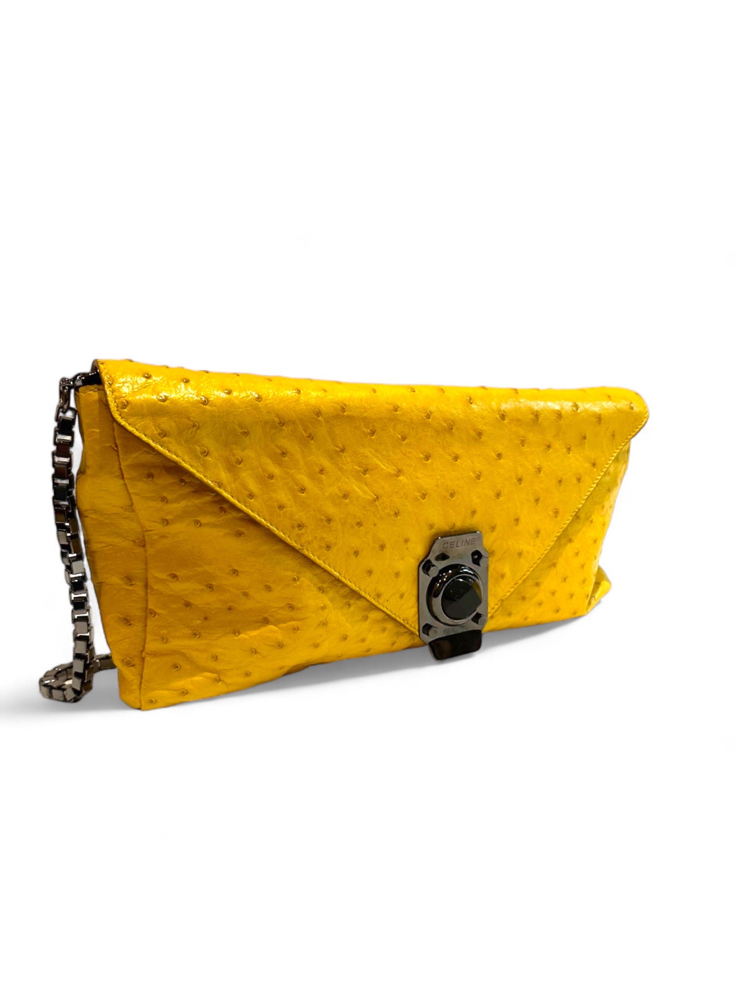 Ostrich leather envelope bag