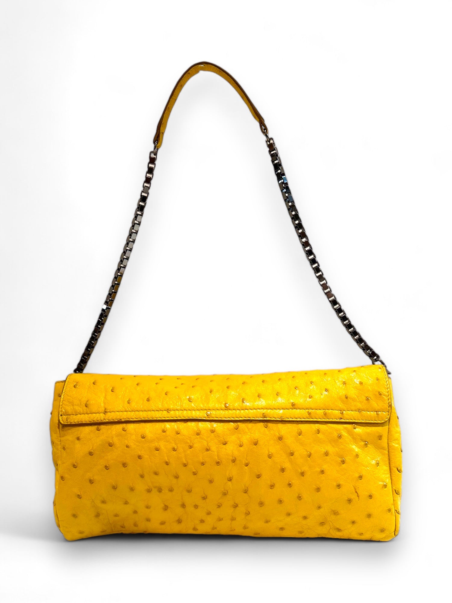 Ostrich leather envelope bag