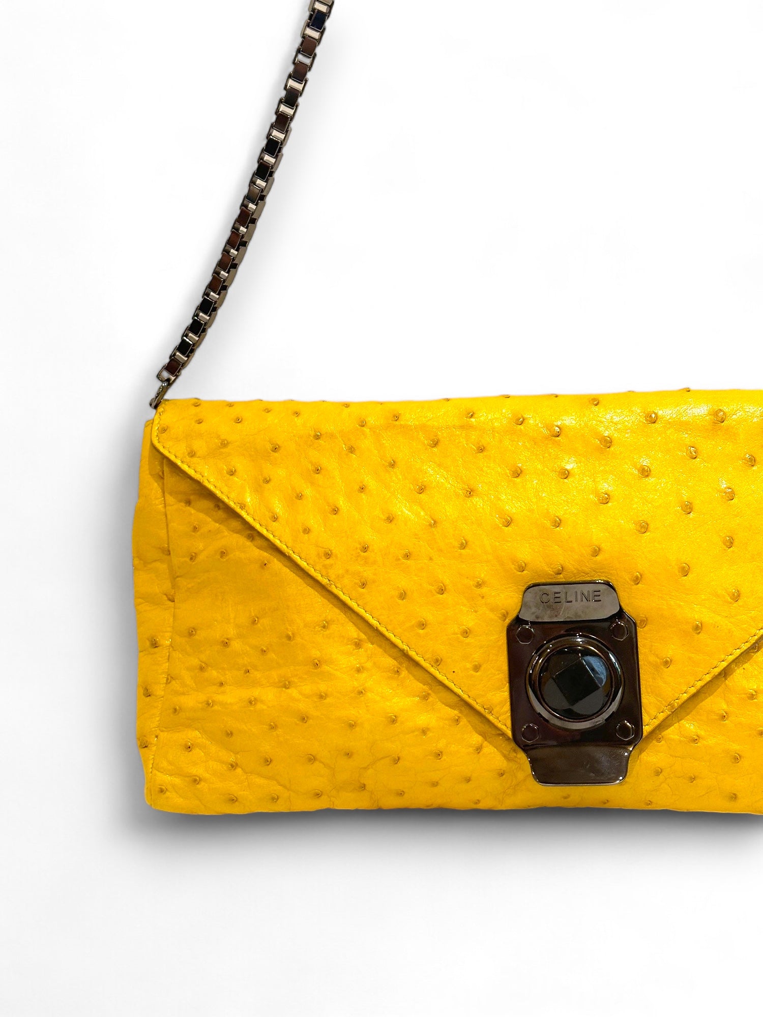 Ostrich leather envelope bag
