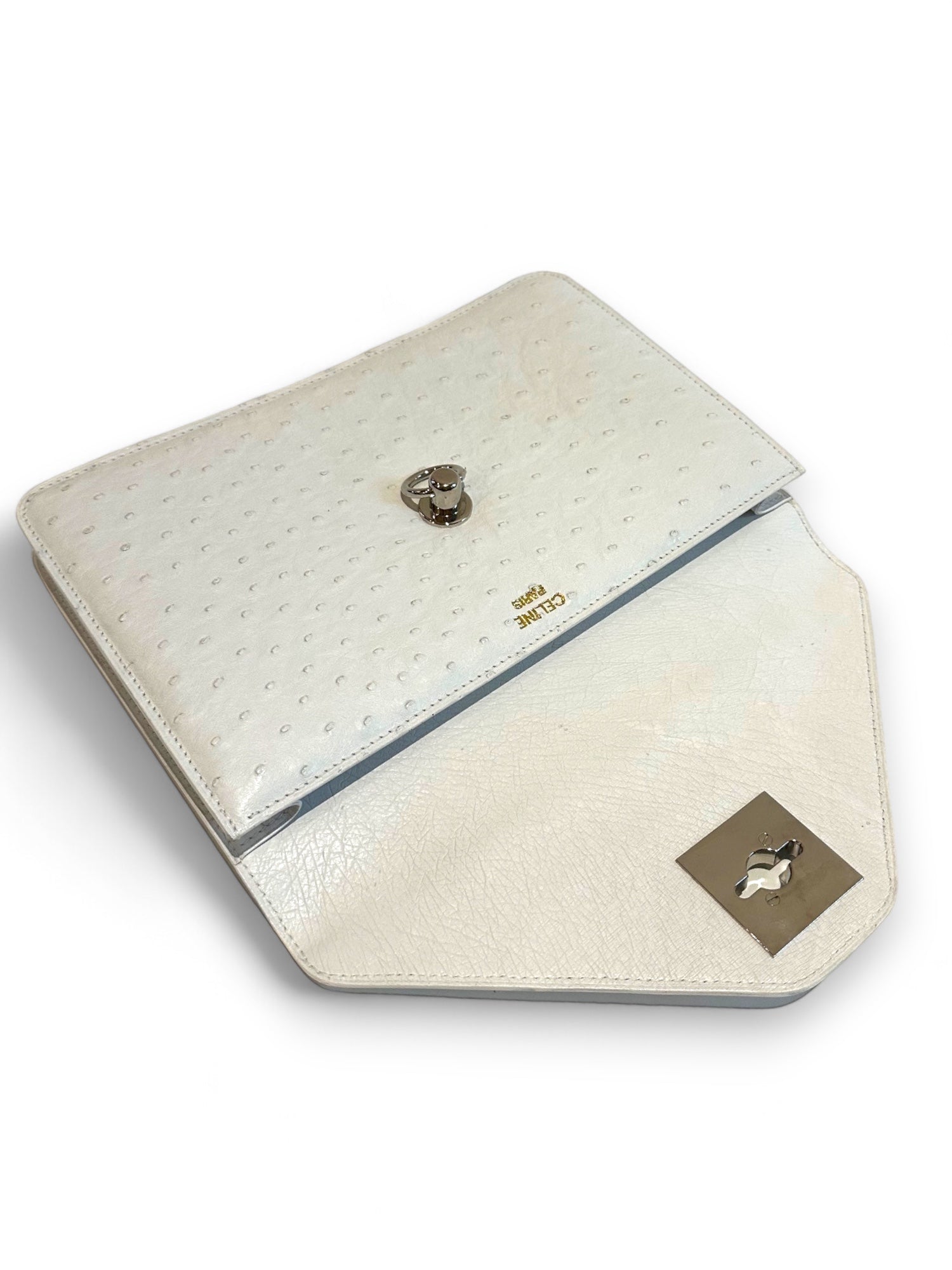 Pochette enveloppe en cuir d'autruche