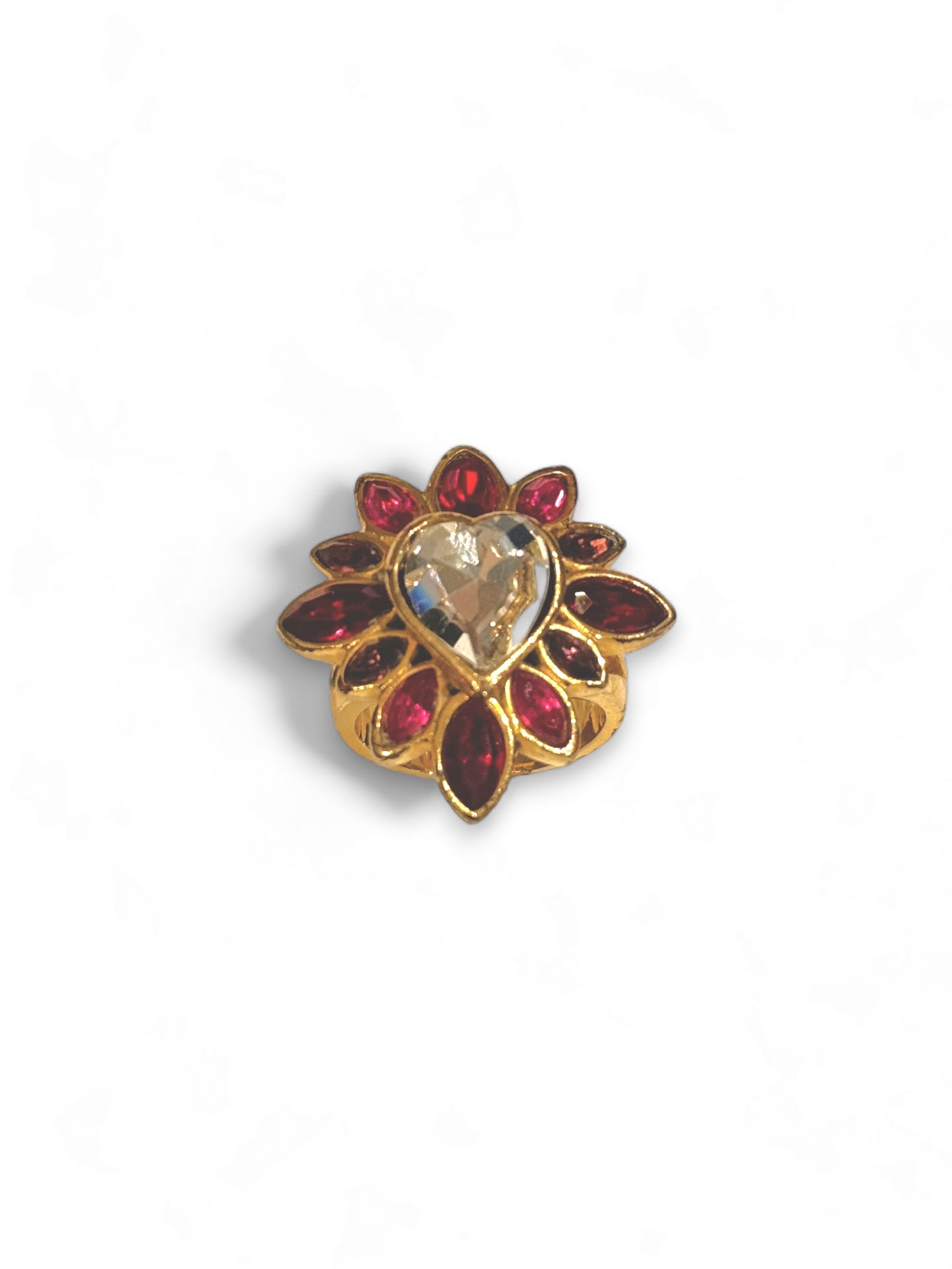 Rare strass embellished flower ring