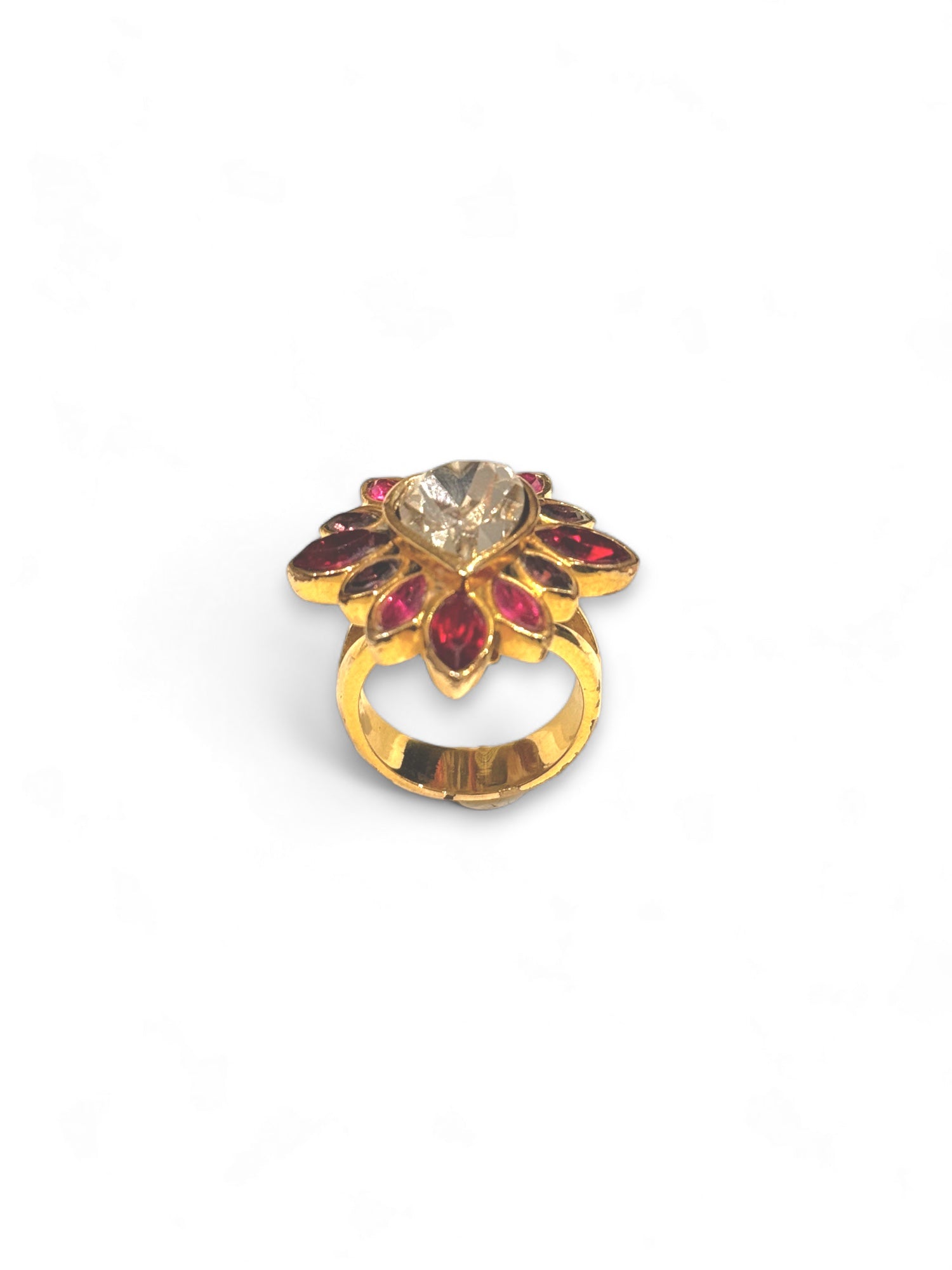 Rare strass embellished flower ring