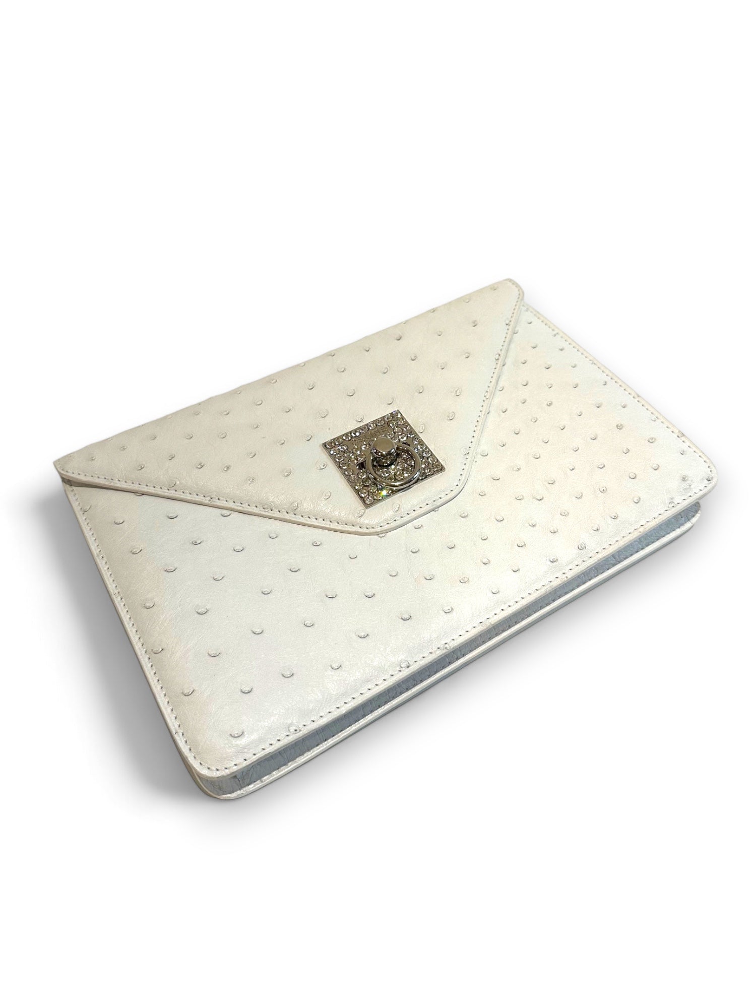 Pochette enveloppe en cuir d'autruche