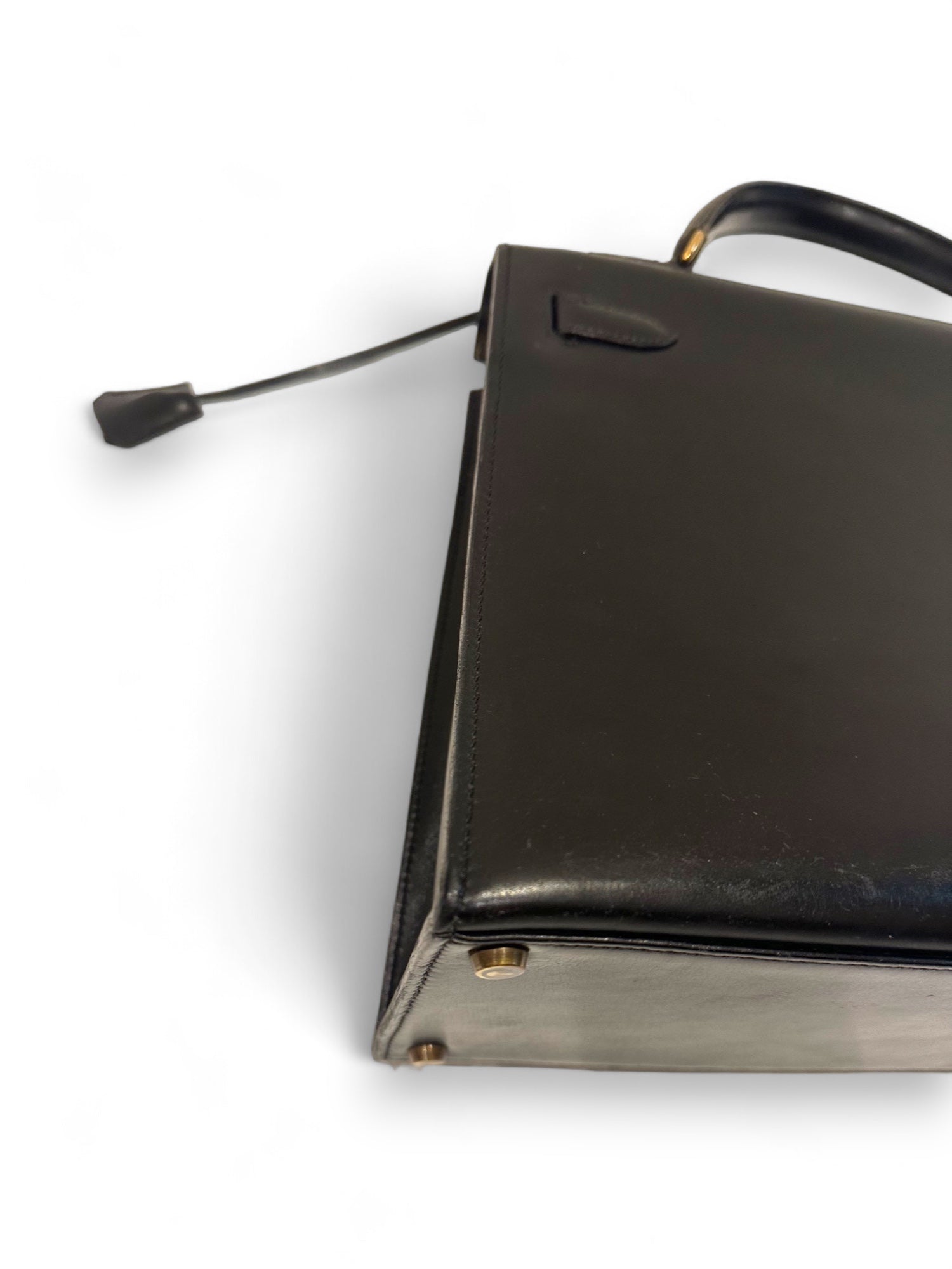 Stunning vintage Kelly in black box leather