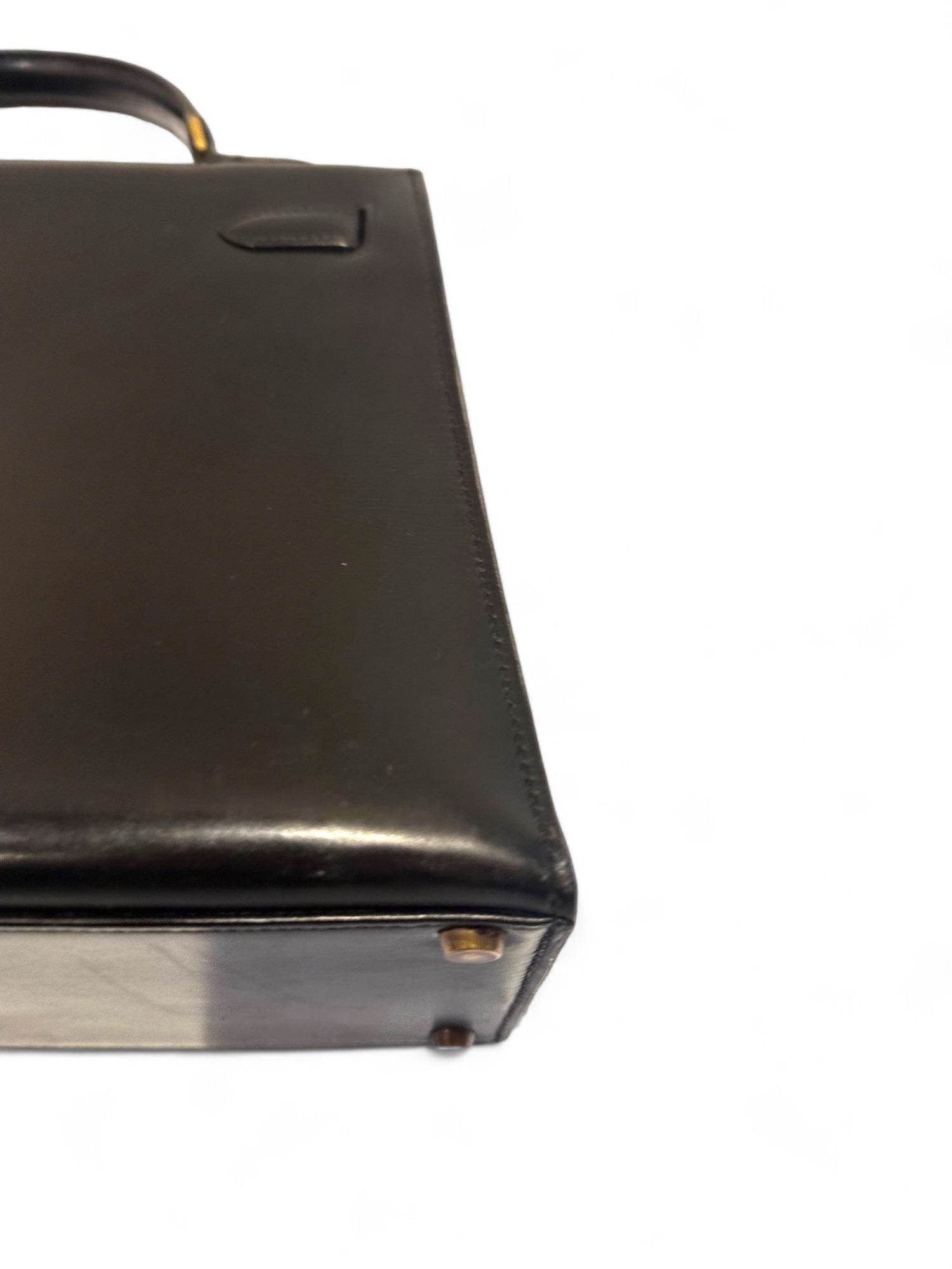 Stunning vintage Kelly in black box leather