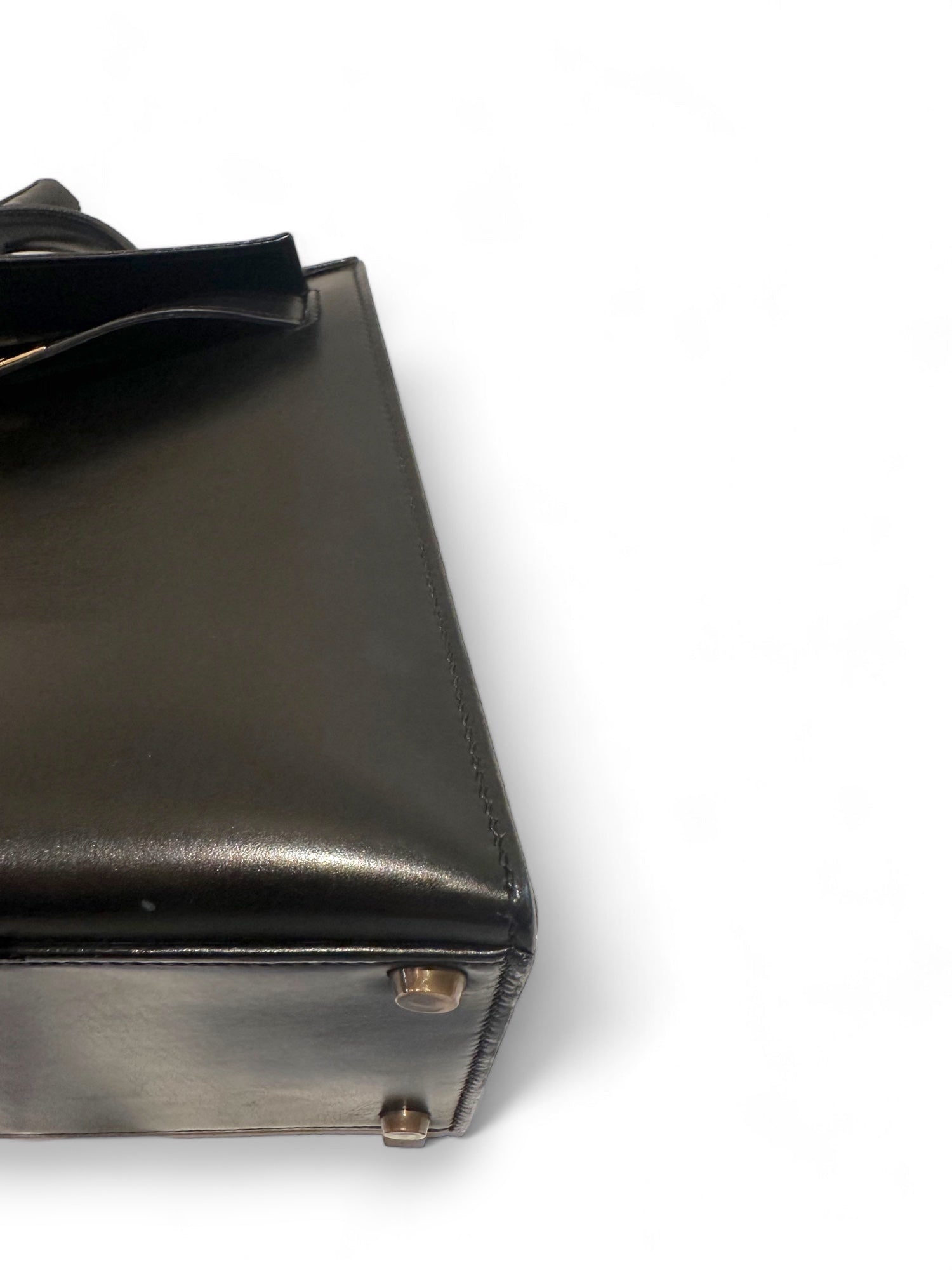 Stunning vintage Kelly in black box leather
