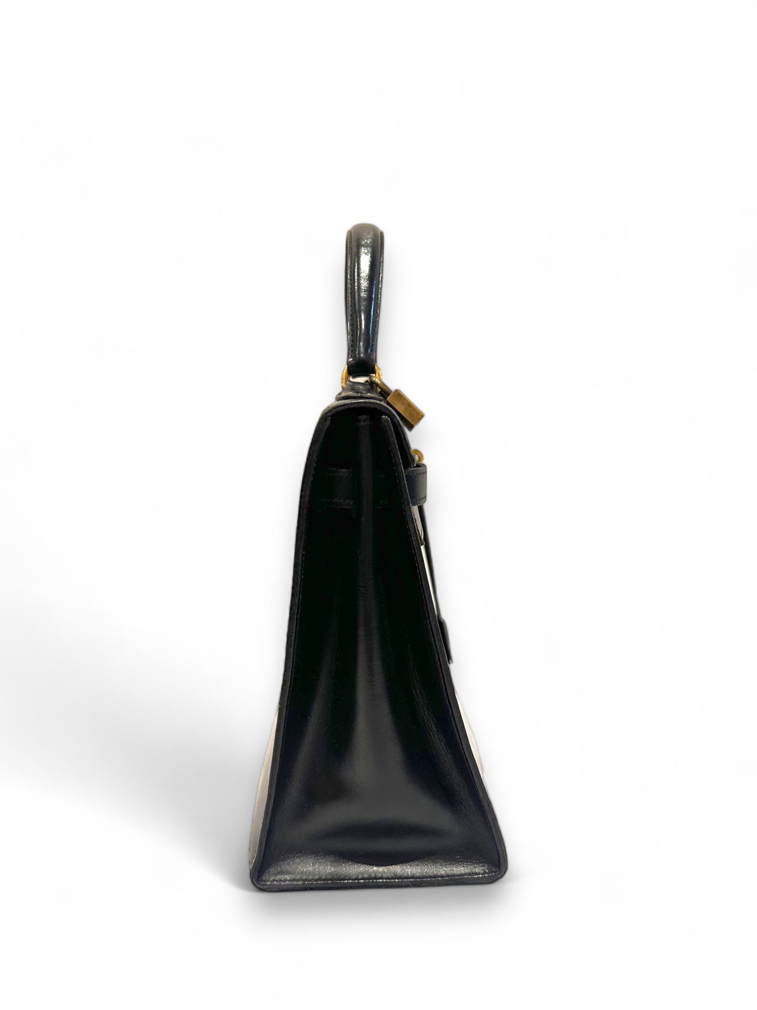 Stunning vintage Kelly in black box leather