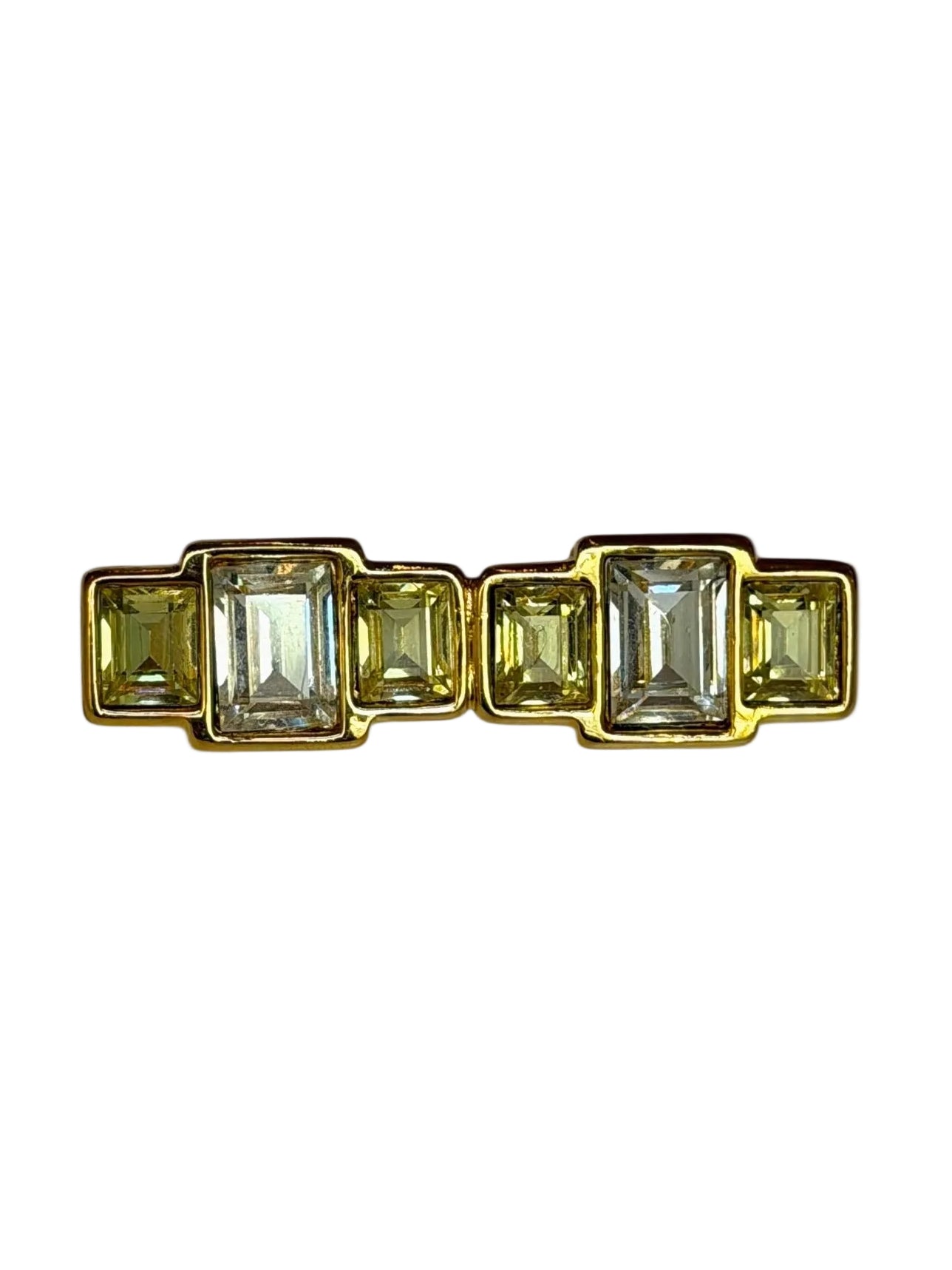 Vintage Céline Gold-Tone Citrine Crystal Bar Brooch