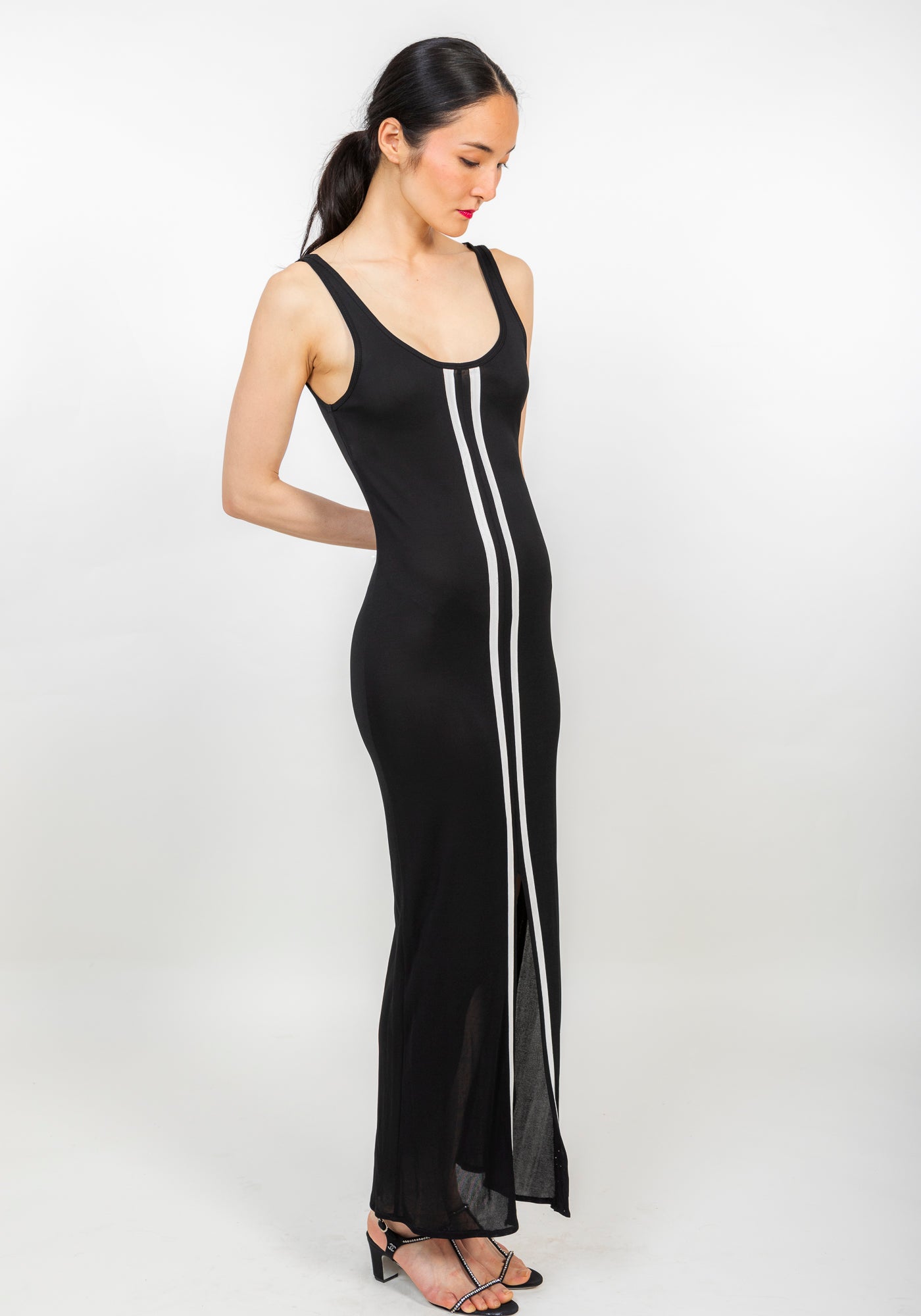 Classic black and white long dress