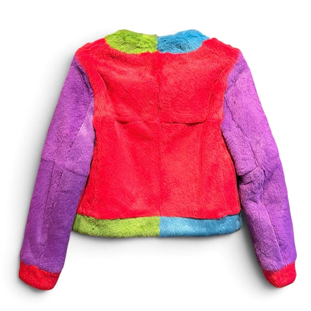 Moschino Colorblock Rabbit Fur Jacket