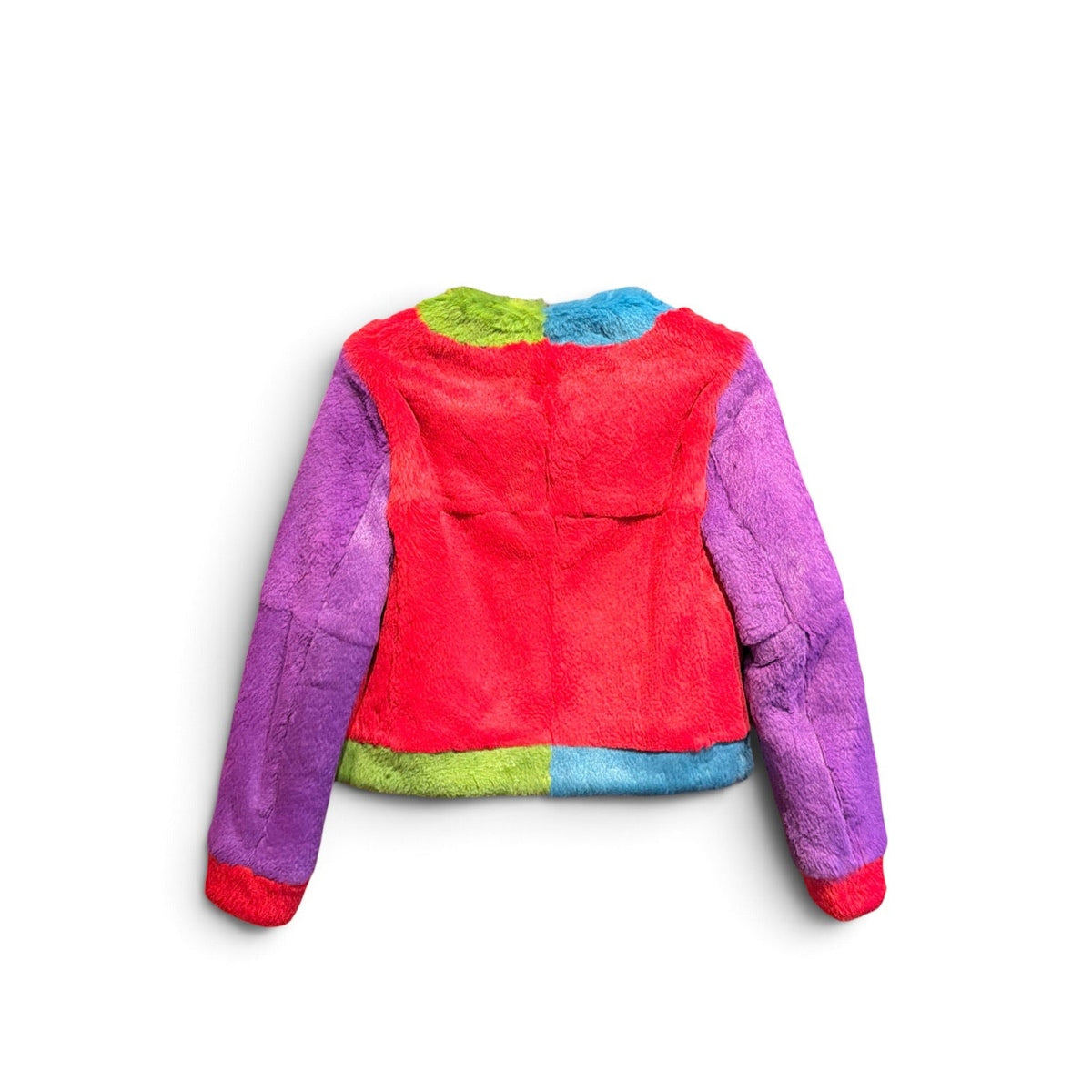 Moschino Colorblock Rabbit Fur Jacket
