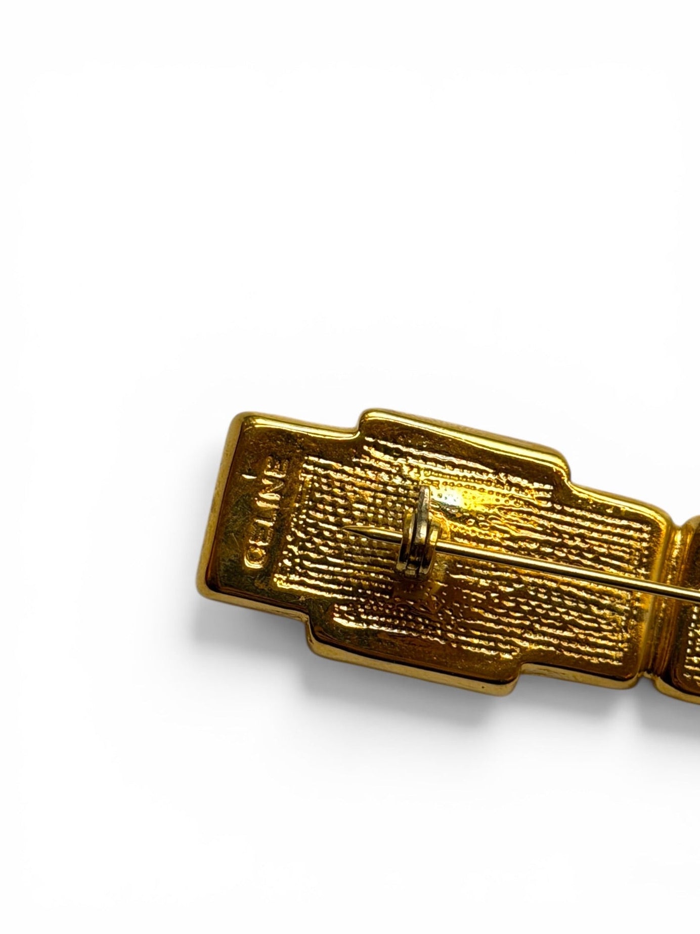 Vintage Céline Gold-Tone Citrine Crystal Bar Brooch