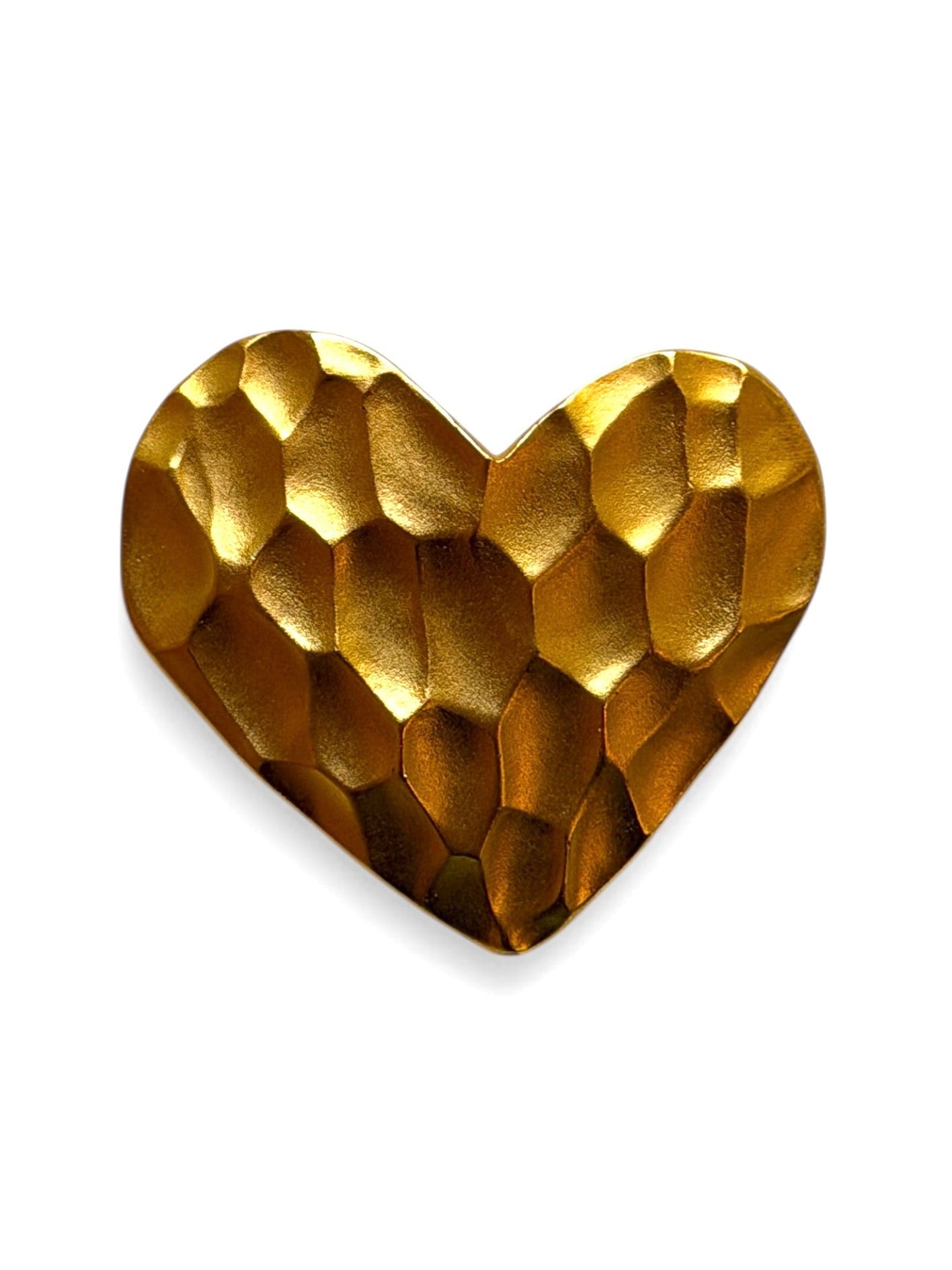 Vintage Yves Saint Laurent Gold-Tone Hammered Heart Brooch