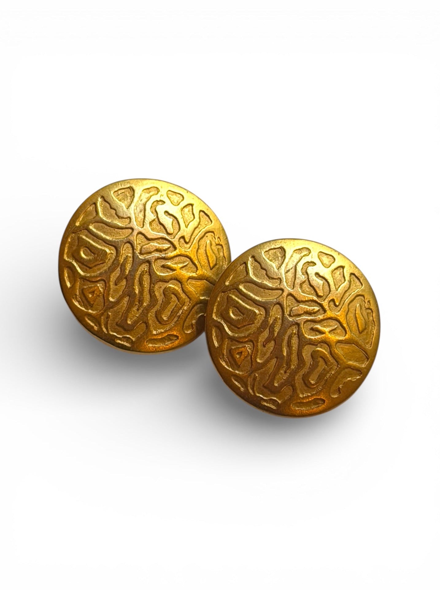 Vintage Givenchy Matte Gold-Tone Organic Texture Dome Clip Earrings