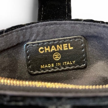 Chanel Black Quilted Velvet Mini Pouch