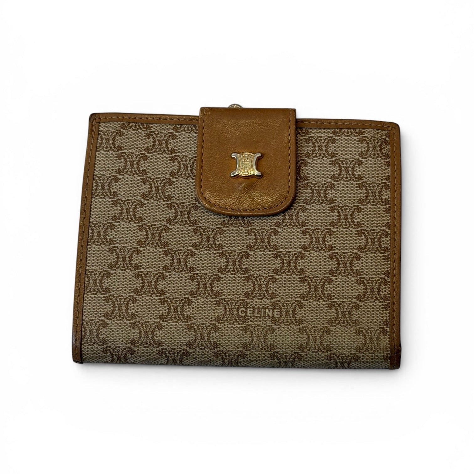 Celine Triomphe Monogram Camel Wallet