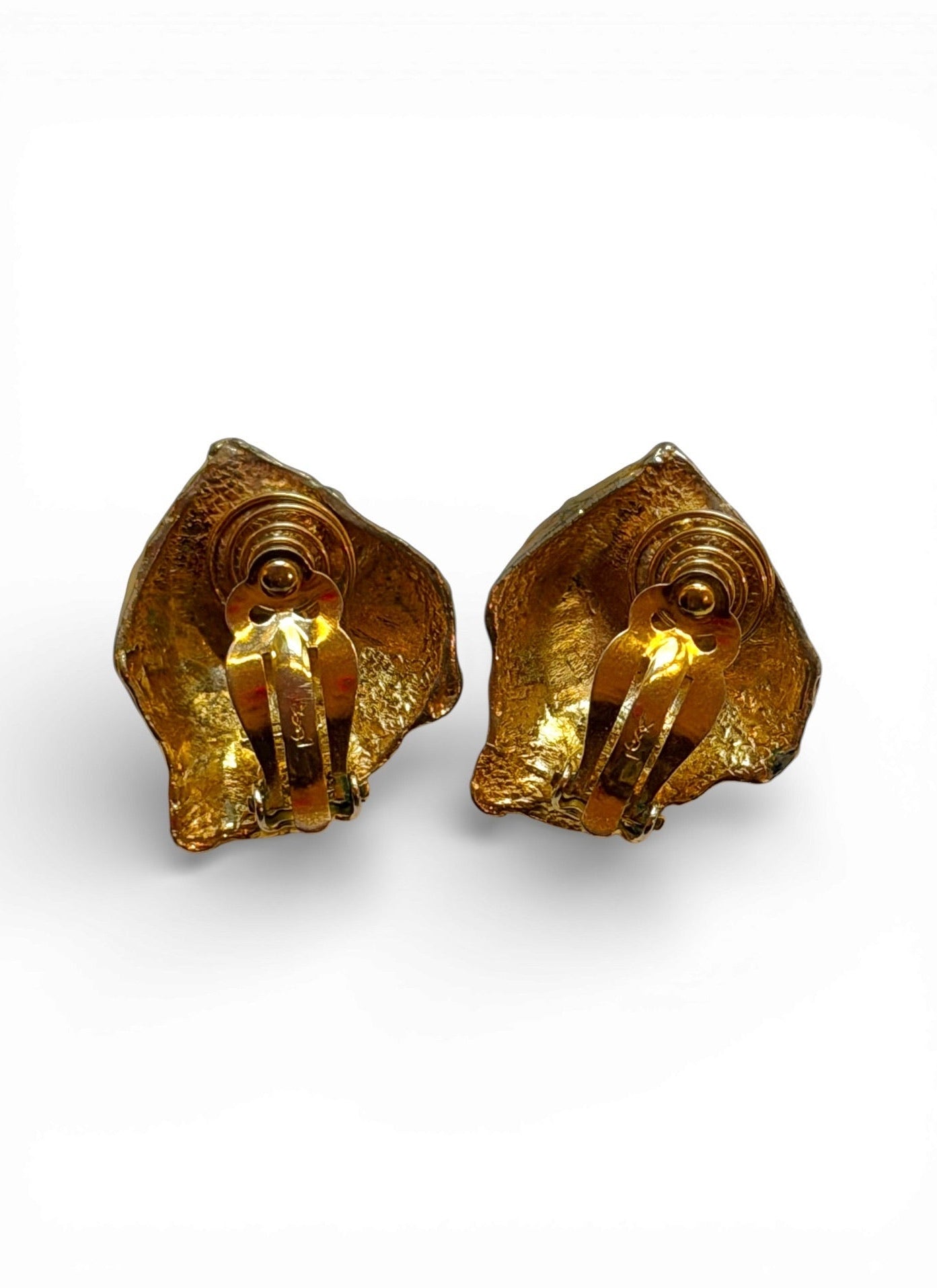 Vintage Yves Saint Laurent Gold-Tone Nugget Clip Earrings