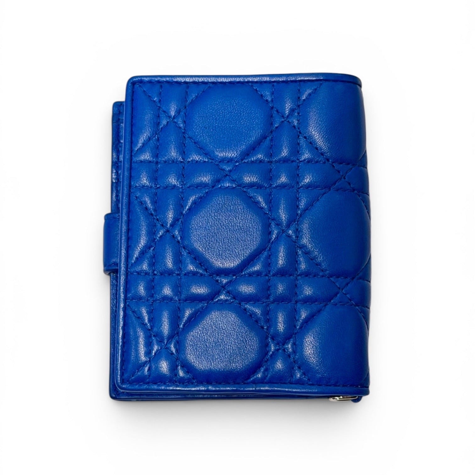 Christian Dior Lady Dior Cannage Blue Compact Wallet