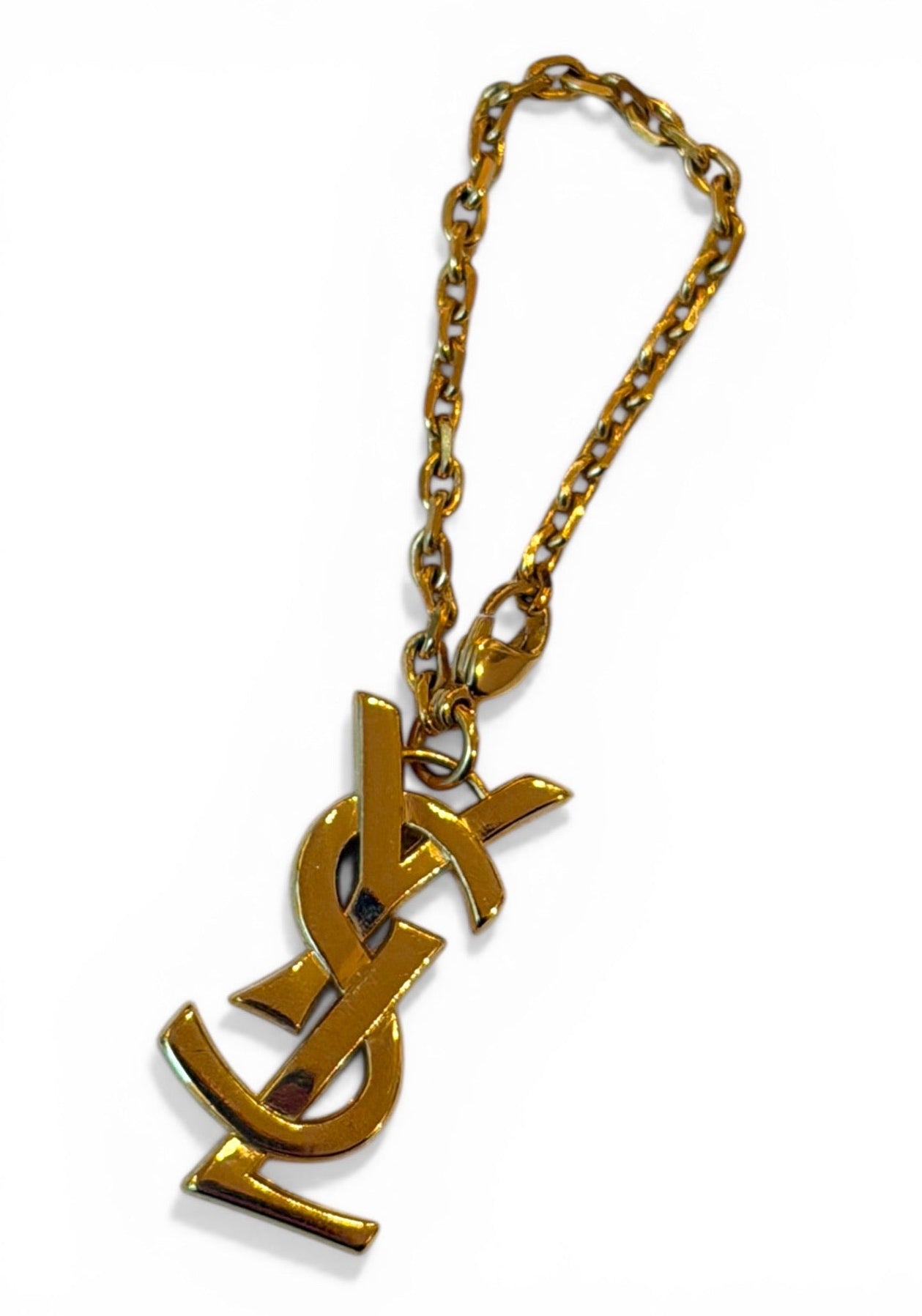 Vintage Yves Saint Laurent Gold-Tone YSL Monogram Bag Charm