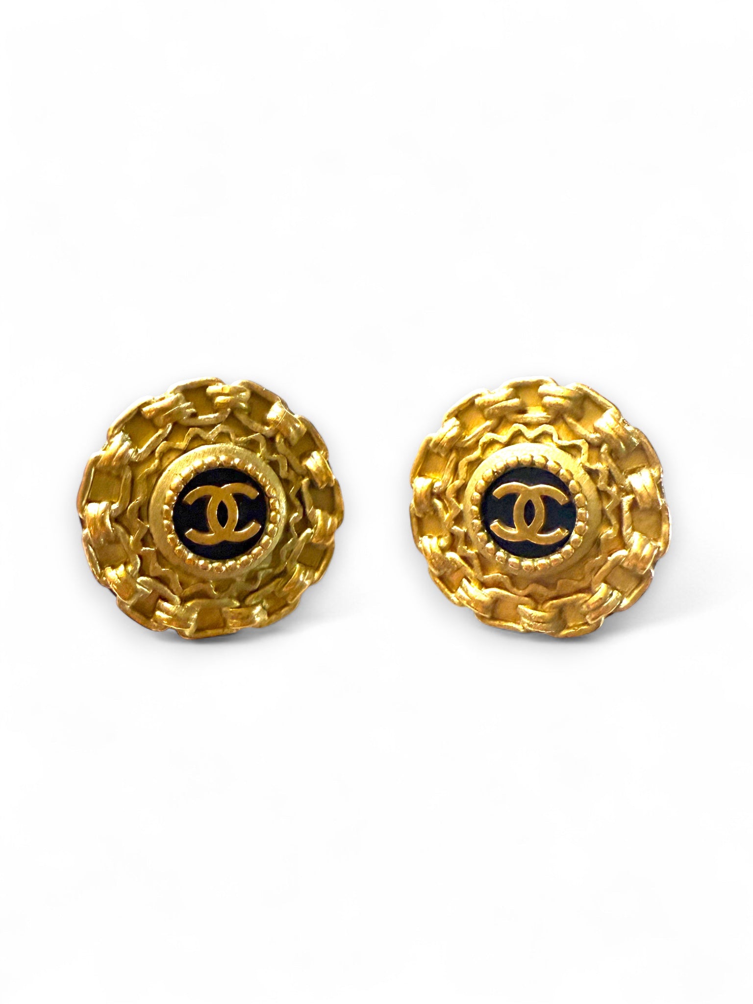 Rare Chanel CC chain shaped clip earrings