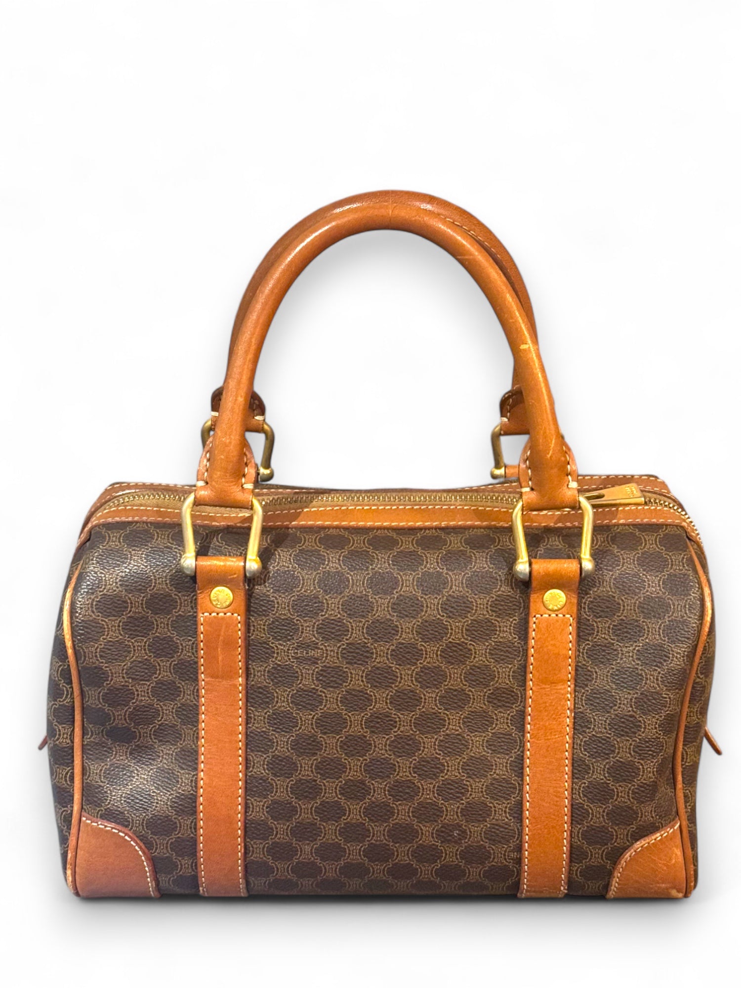 Old Celine Macadam Pattern Boston Bag Vintage old celine