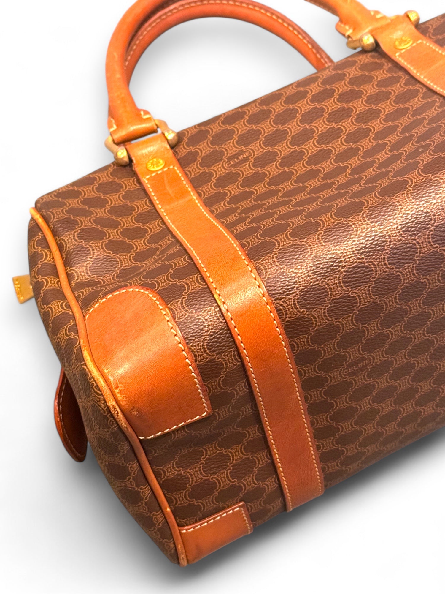 バッグ CELINE MACADAM boston BAG vintage Vintage Céline Boston Bag