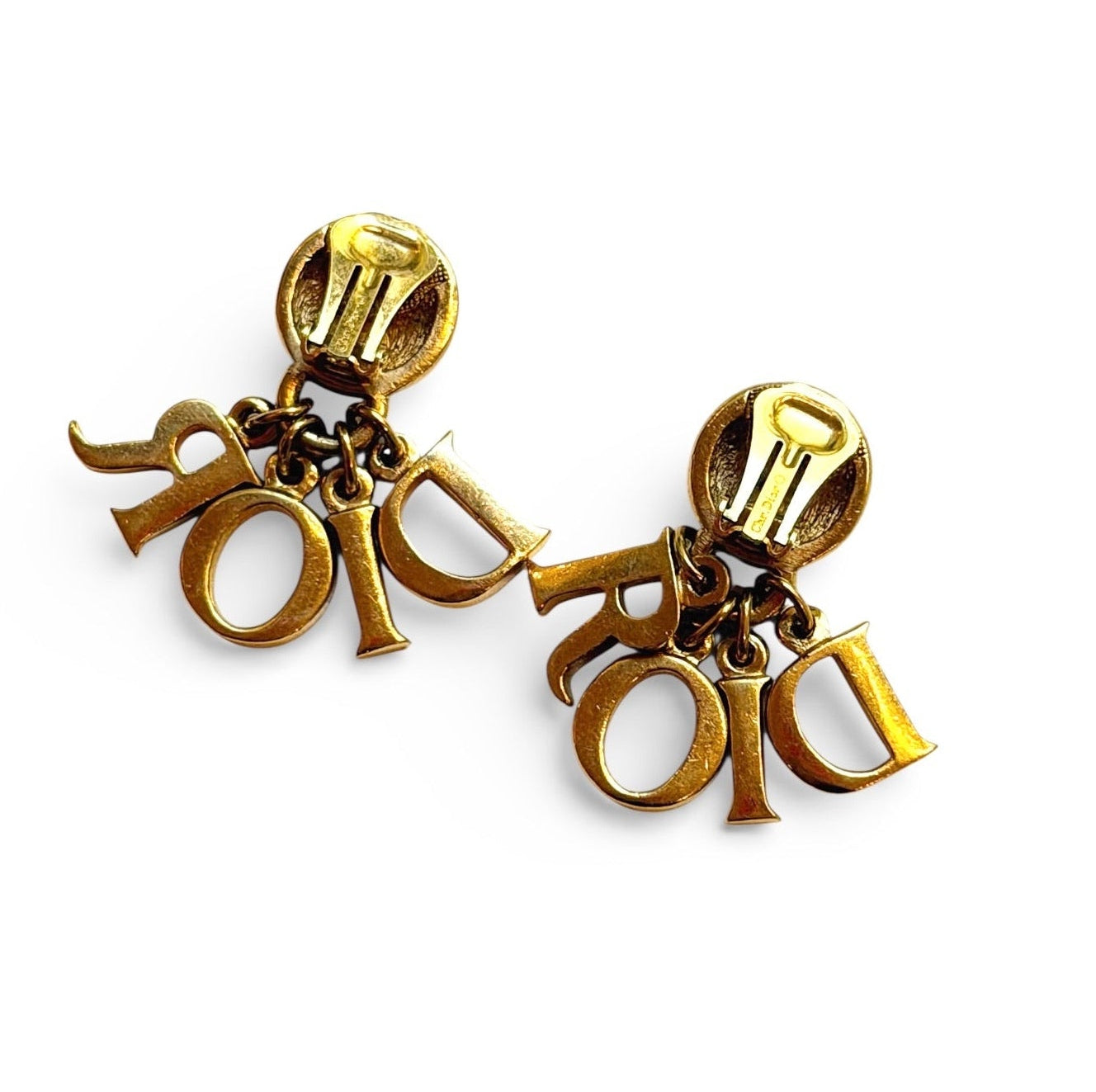 Vintage Dior Dangling Letter Clip Earrings