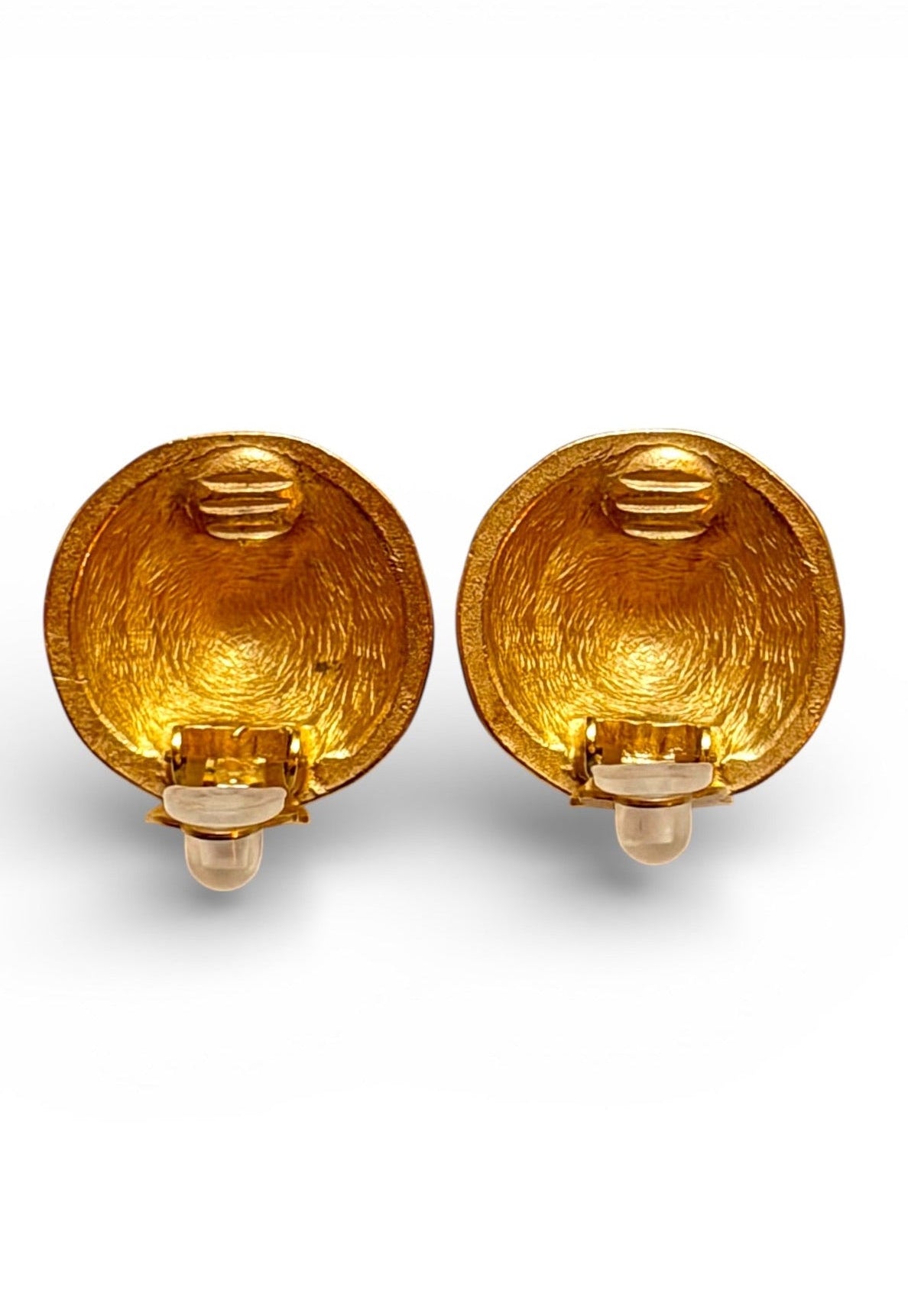 Vintage Givenchy Gold-Tone Round Dome Clip Earrings