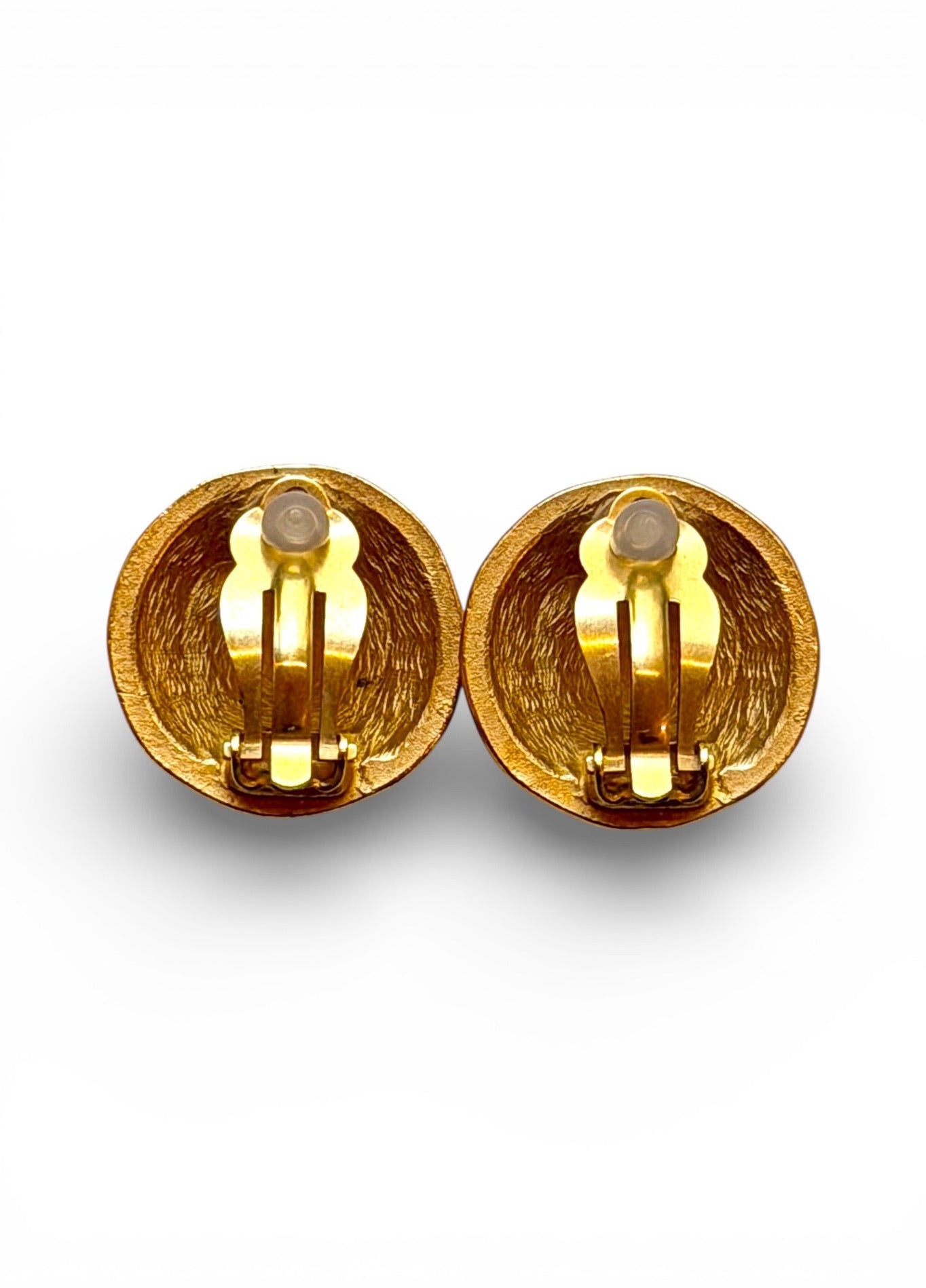 Vintage Givenchy Gold-Tone Round Dome Clip Earrings