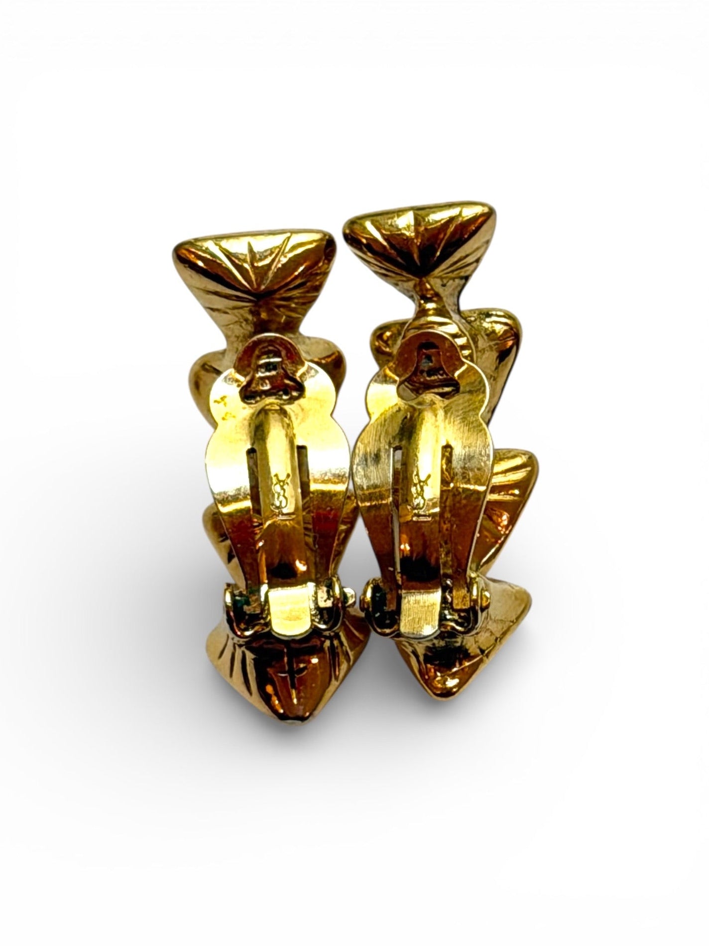 Vintage Yves Saint Laurent Crystal Triangle Cascade Clip Earrings