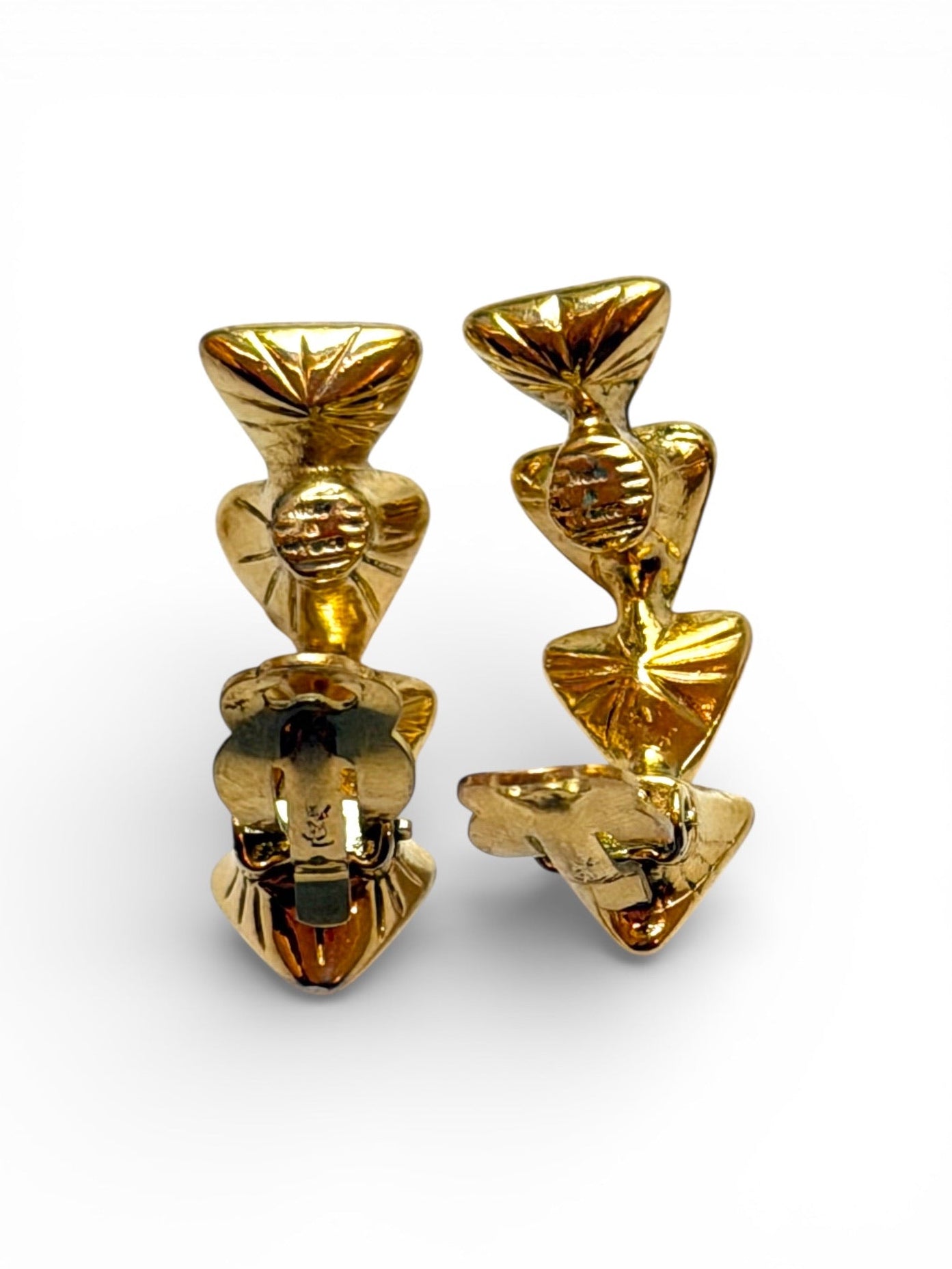 Vintage Yves Saint Laurent Crystal Triangle Cascade Clip Earrings