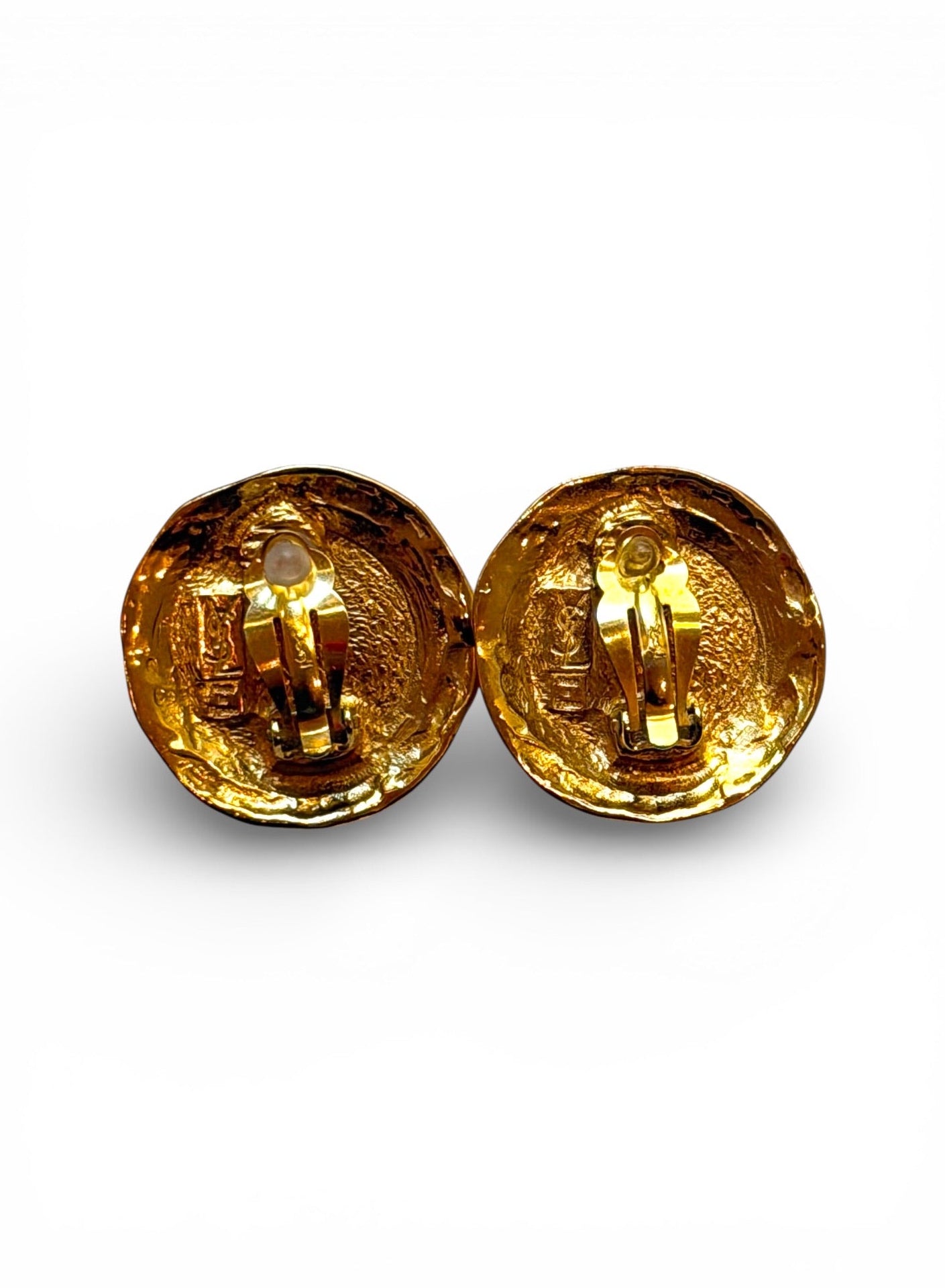 Vintage Yves Saint Laurent Amber Glass Intaglio Clip Earrings