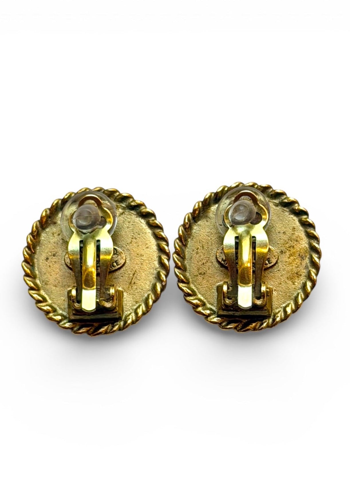 Vintage Chanel 95P Black CC Rope Border Clip Earrings