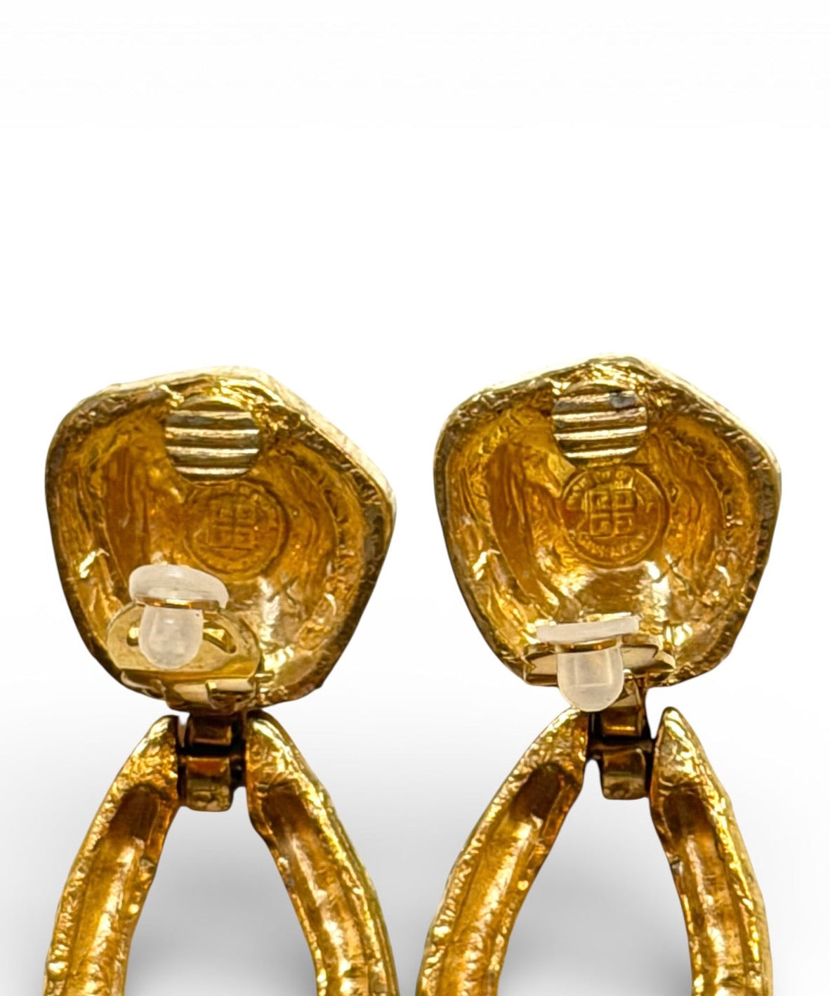 Vintage Givenchy Hammered Gold-Tone Door Knocker Clip Earrings