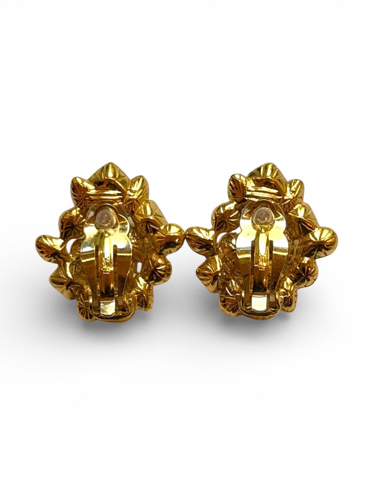 Vintage Yves Saint Laurent Gold Pavé Multi-Cut Crystal Cluster Clip-On Earrings