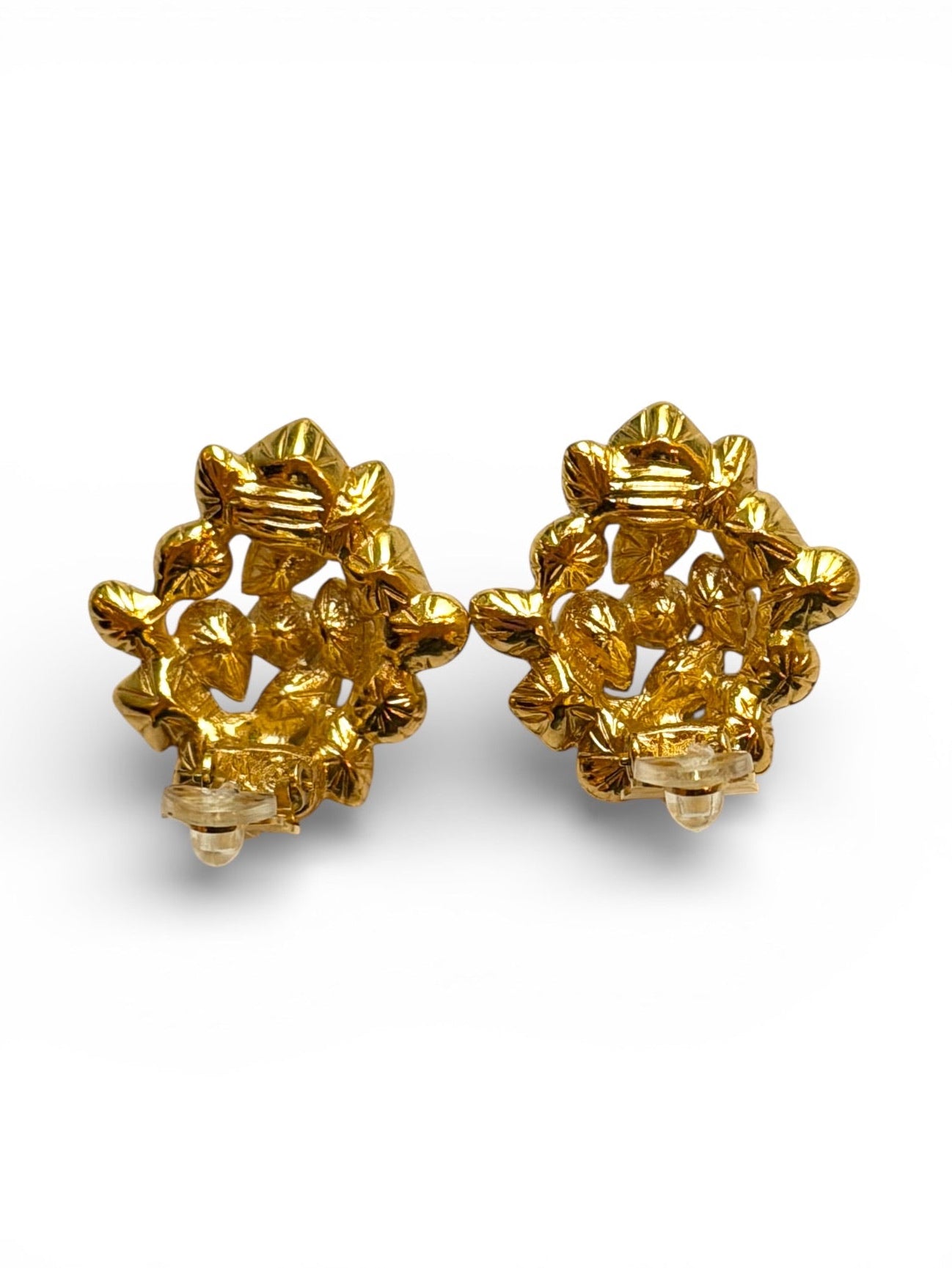 Vintage Yves Saint Laurent Gold Pavé Multi-Cut Crystal Cluster Clip-On Earrings