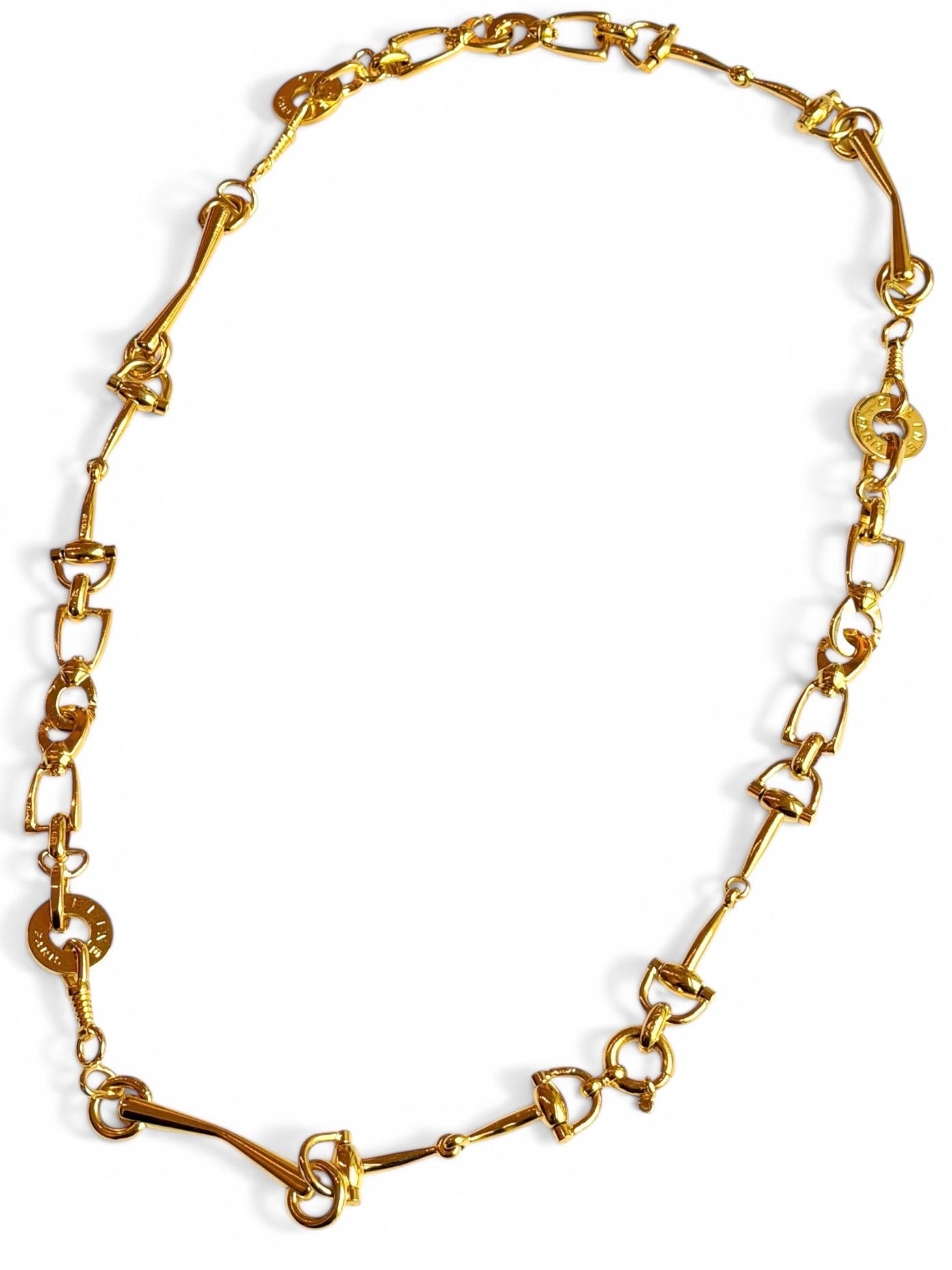 Vintage Céline Paris Gold-Tone Equestrian Snaffle Bit Chain Necklace