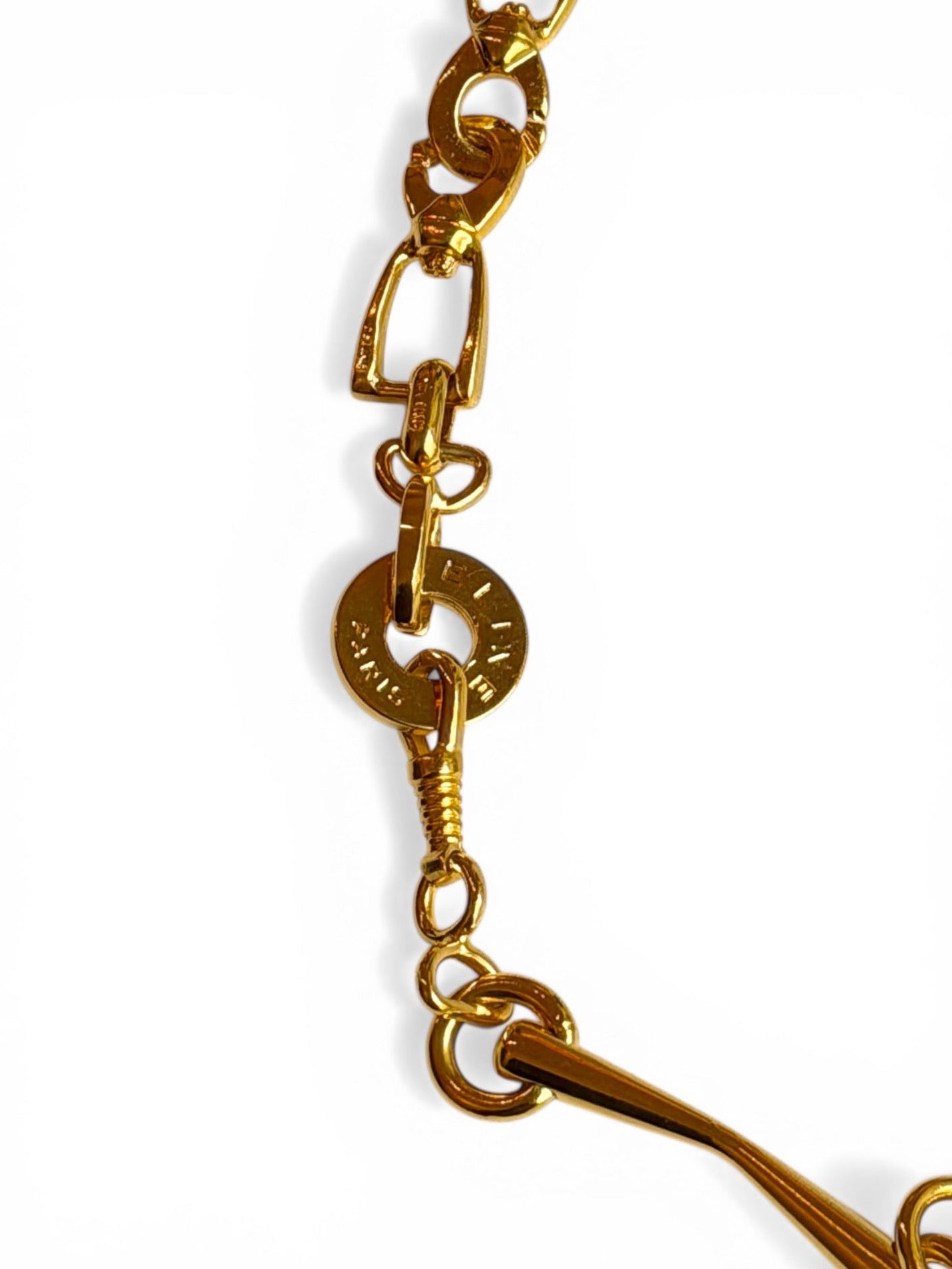 Vintage Céline Paris Gold-Tone Equestrian Snaffle Bit Chain Necklace