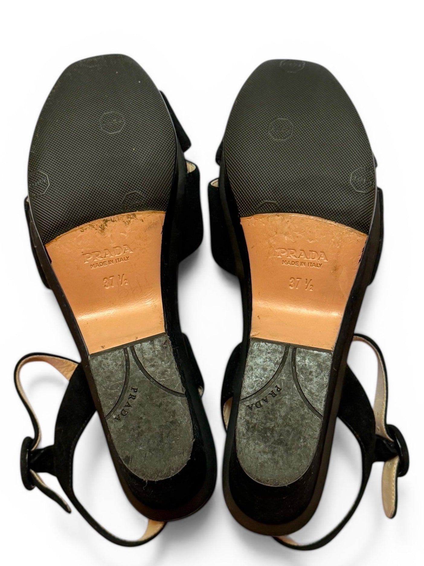 Vintage Prada Black Suede Platform Wedge Sandals