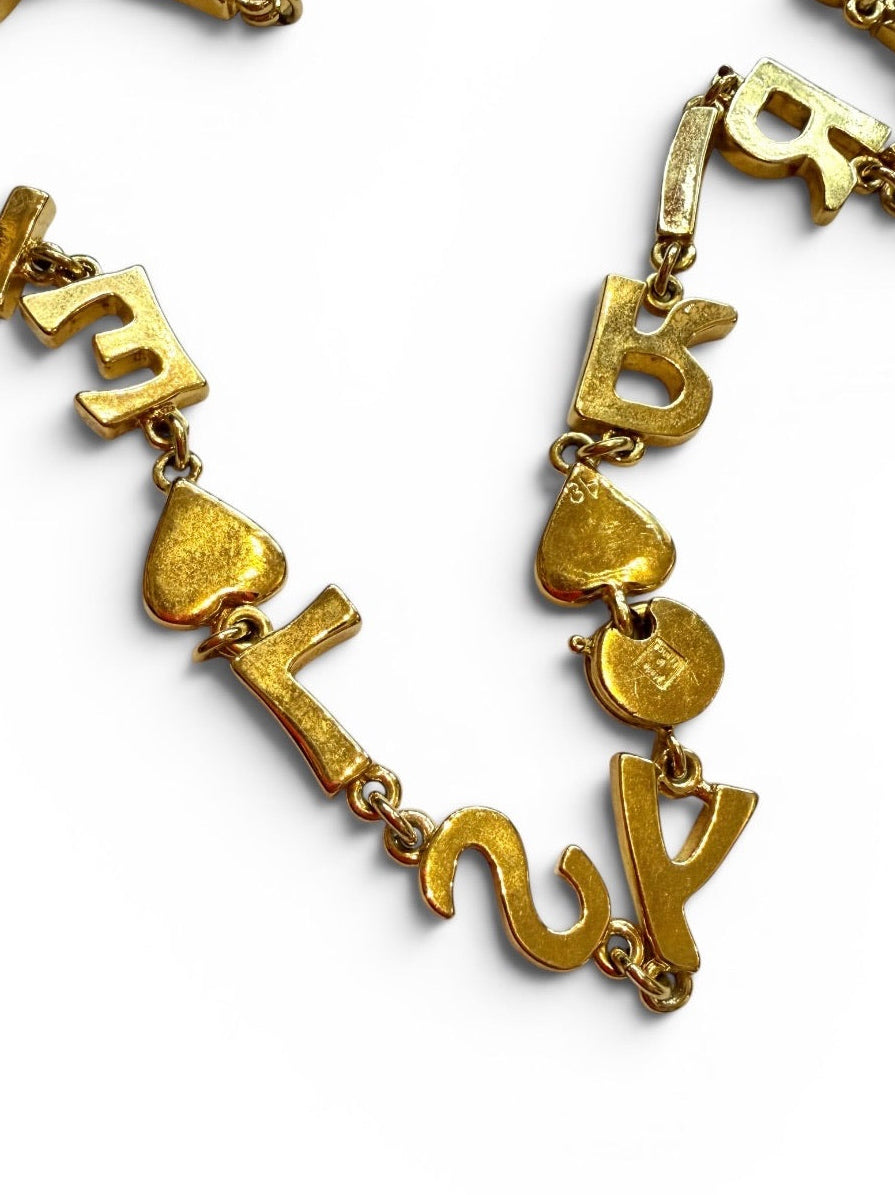 Vintage Yves Saint Laurent Gold-Tone "Soleil Amour Plaisir" Letter Sautoir