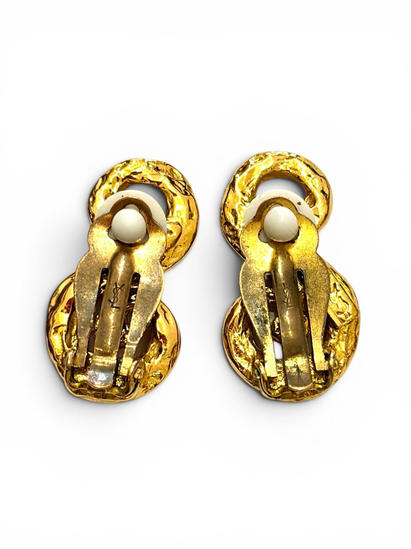 Vintage Yves Saint Laurent Gold-Tone Sculptural Double Scroll Clip-On Earrings