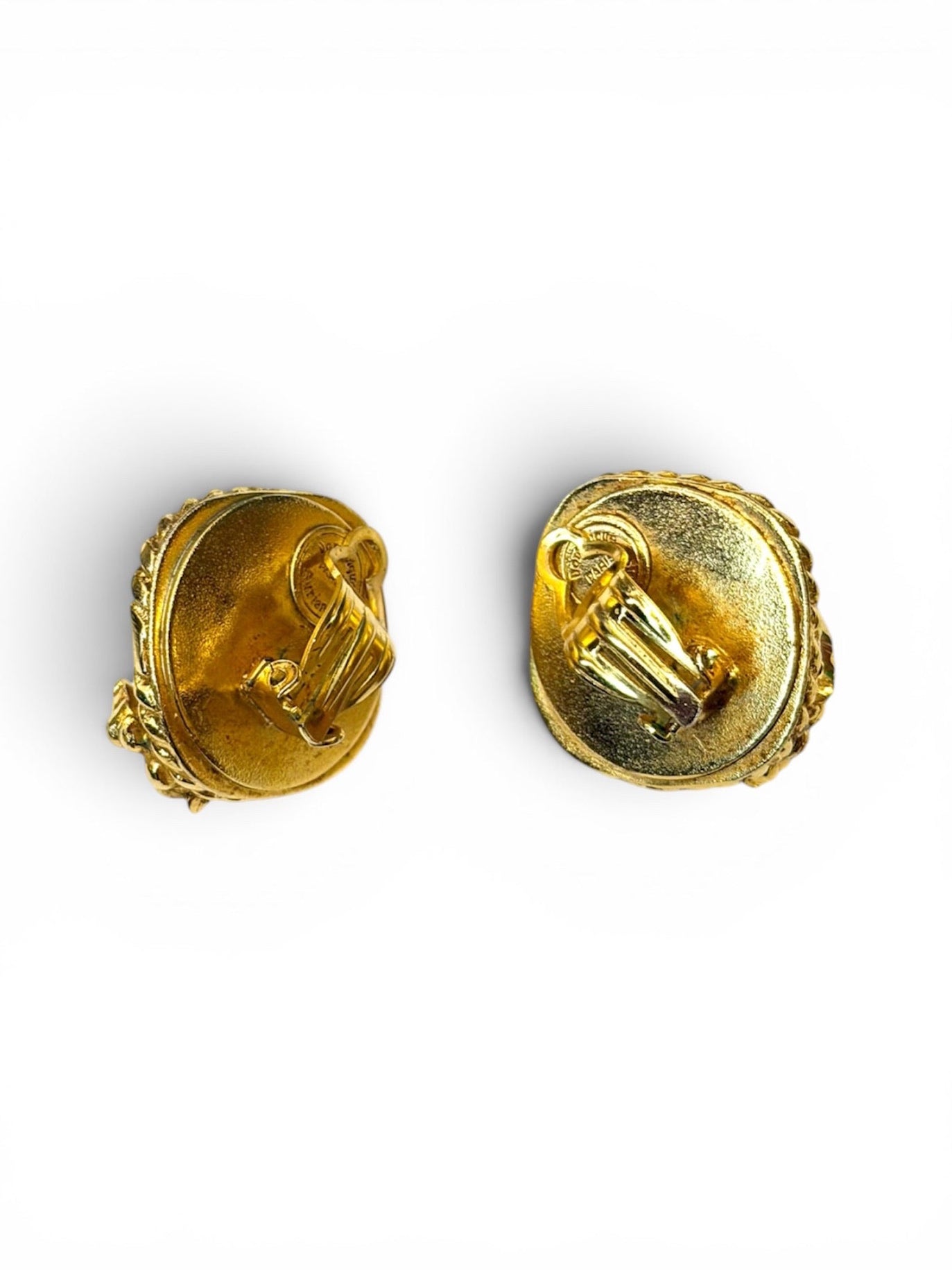 Vintage Dominique Aurientis Paris Gold-Tone Baroque Pearl & Leaf Clip-On Earrings
