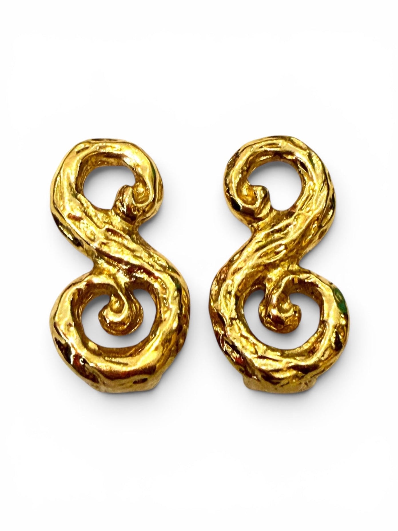 Vintage Yves Saint Laurent Gold-Tone Sculptural Double Scroll Clip-On Earrings