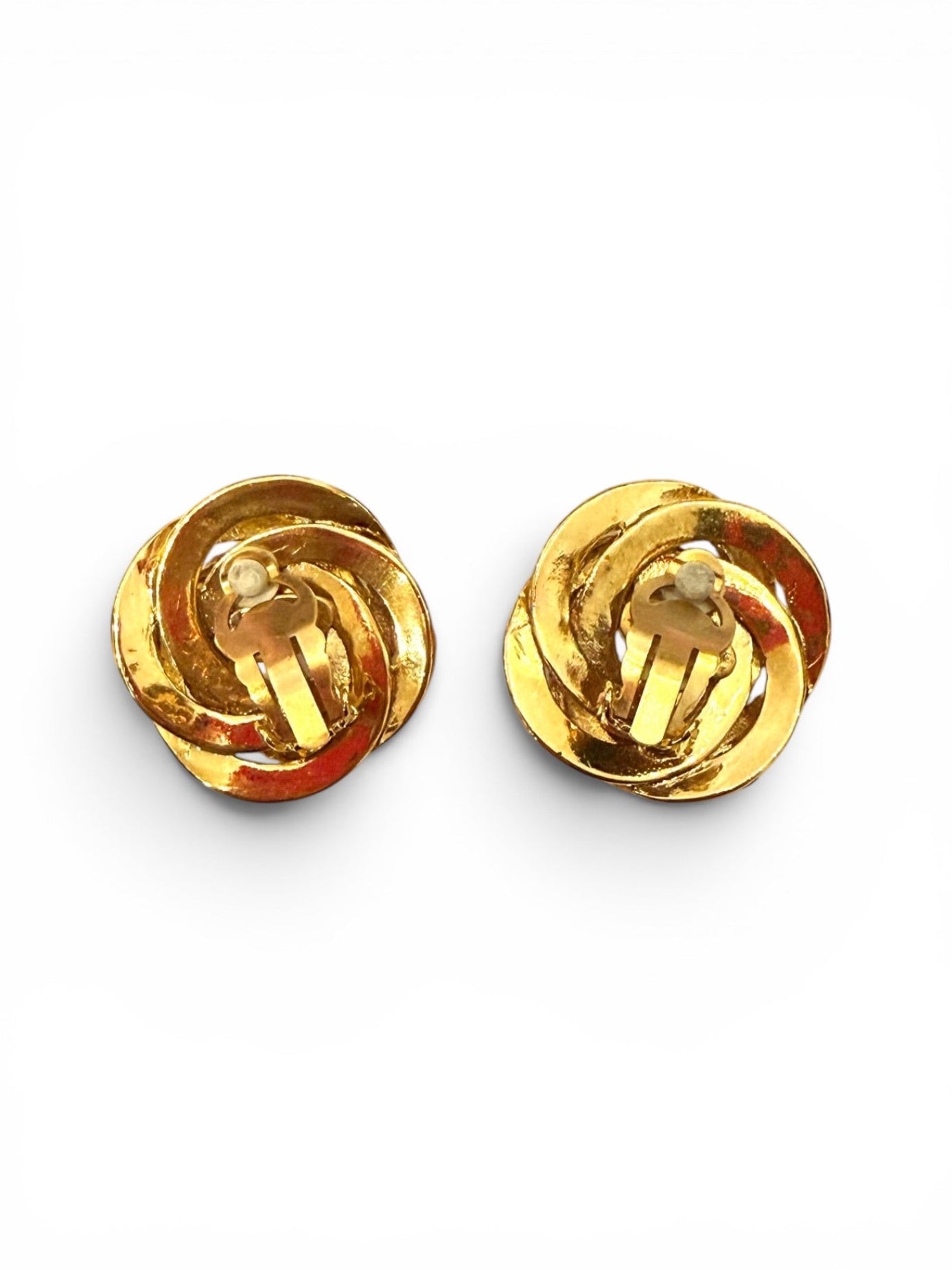 Vintage Chanel 96A Gold-Tone CC Chain Border Faux Pearl Clip-On Earrings