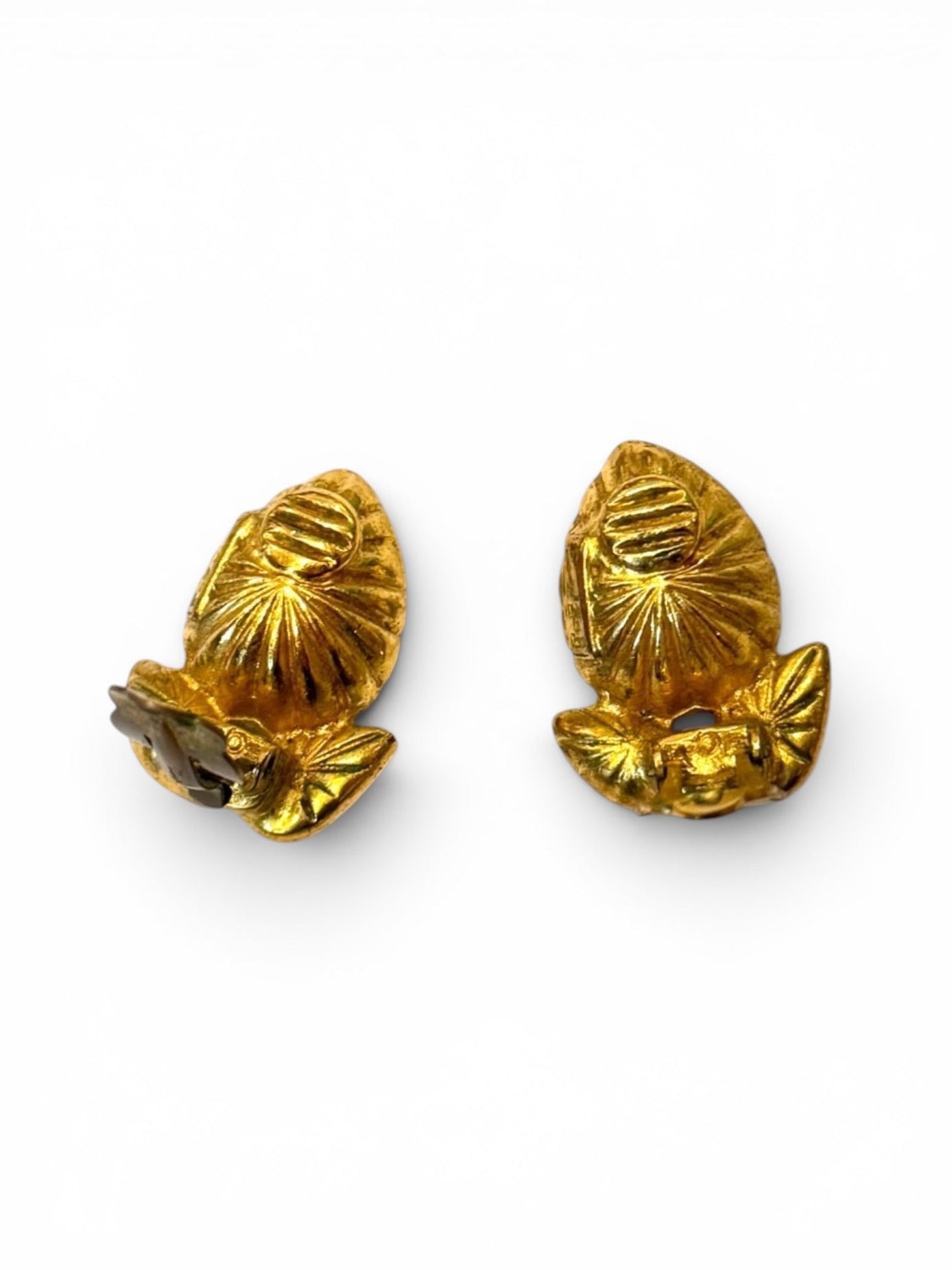 Vintage Yves Saint Laurent Gold-Tone Aquamarine & Multi-Stone Leaf Clip-On Earrings